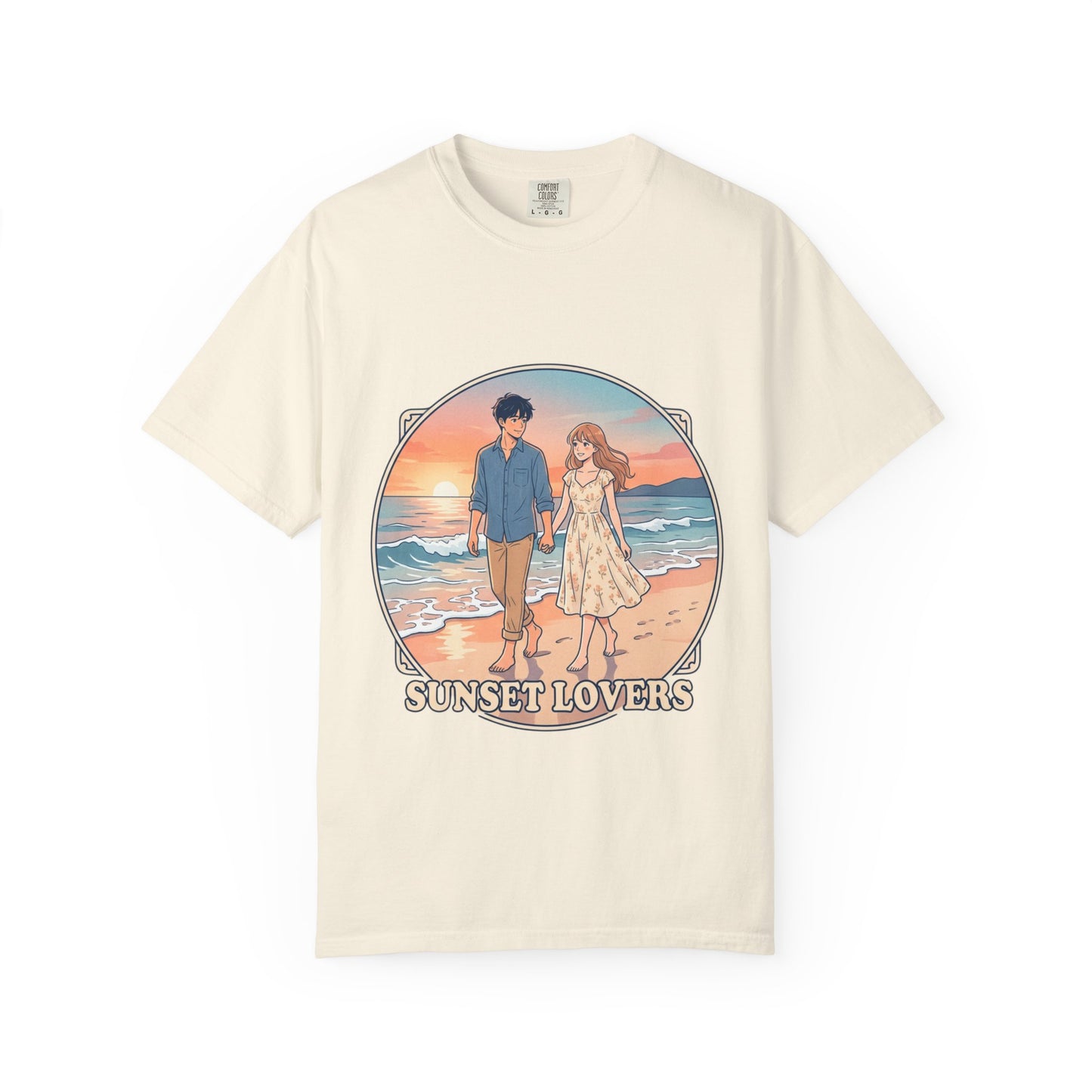 Sunset Lovers Beach T-Shirt — Romantic Couple Graphic Tee
