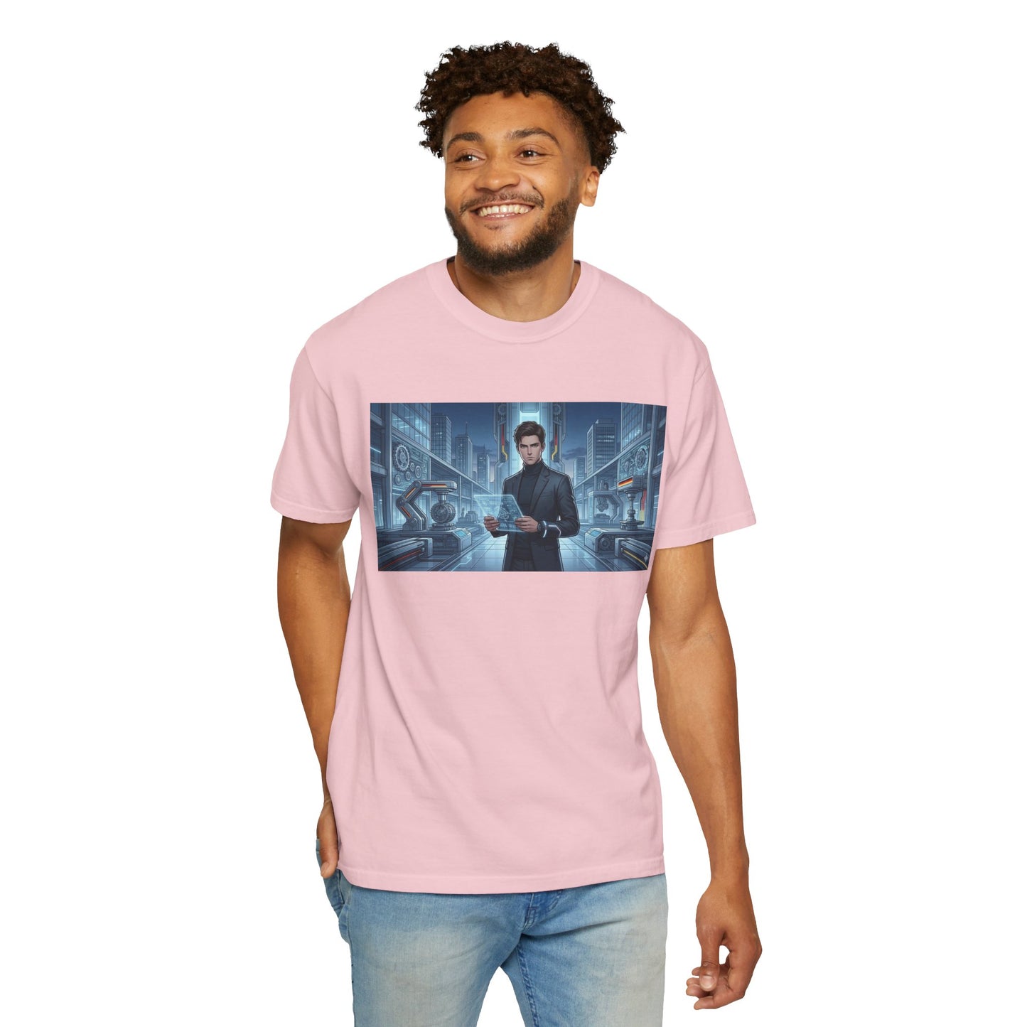 Cyberpunk Detective T-Shirt — Futuristic Noir Cityscape Graphic Tee