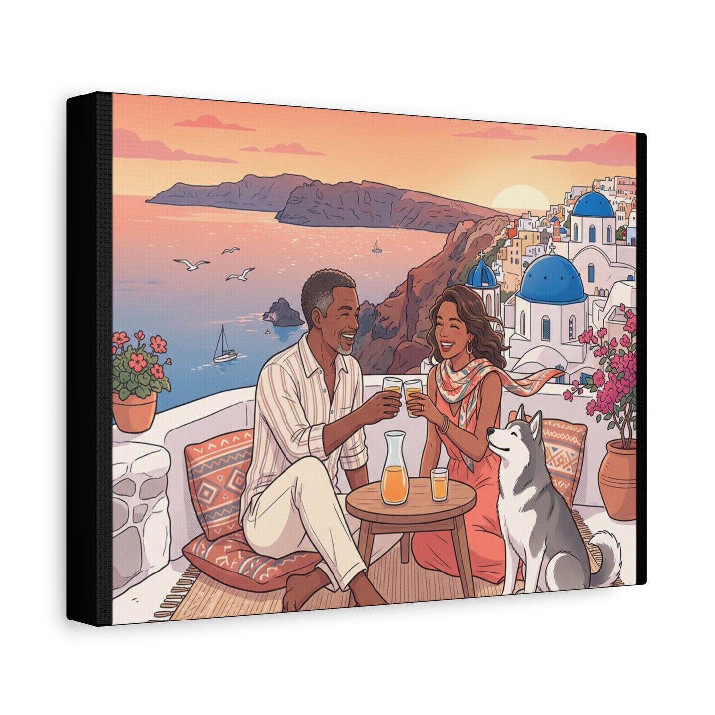 Santorini, Greece – “Sunset Serenade - Matte Canvas, Stretched, 1.25"