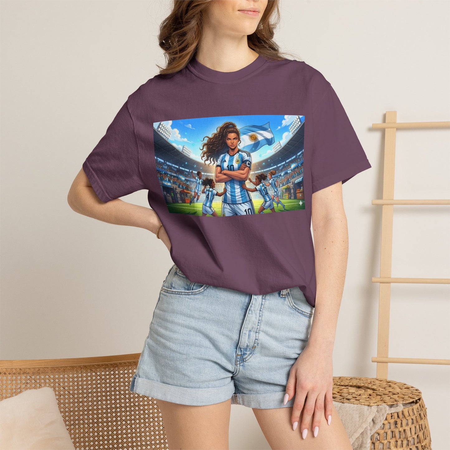 Argentina Soccer Heroine Stadium T-Shirt – Female Soccer Player Graphic Tee