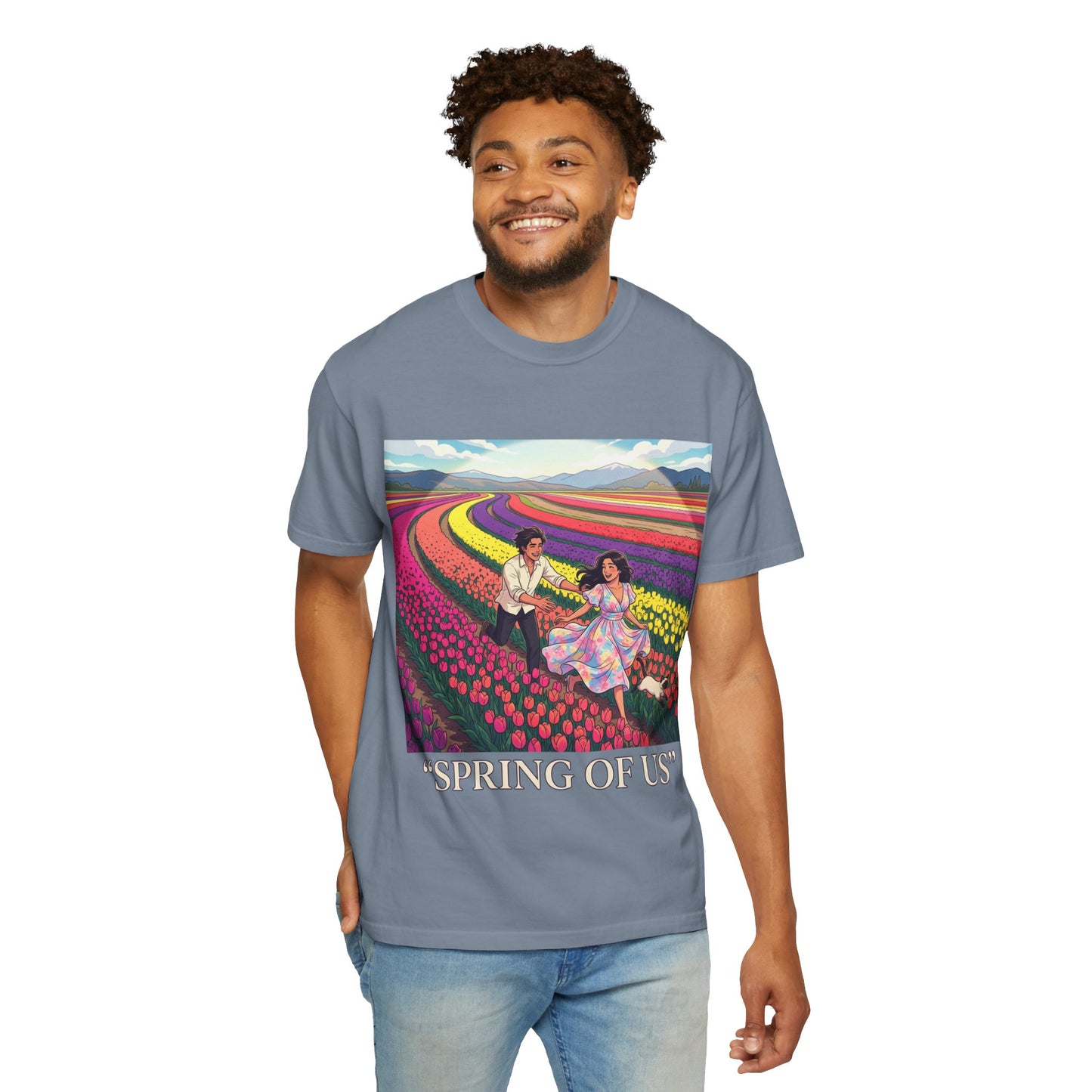 Spring of Us T-Shirt — Floral Field Vintage Couple Graphic Tee