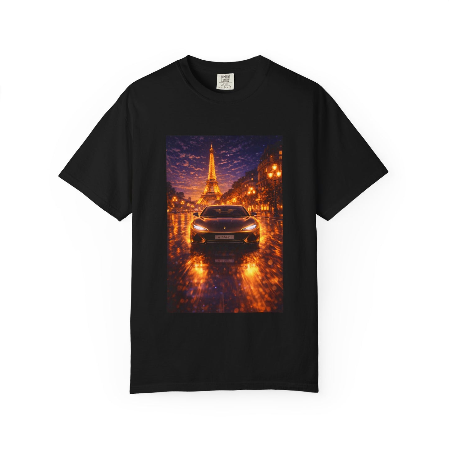 Paris Night Drive T-Shirt — Eiffel Tower Car Scene