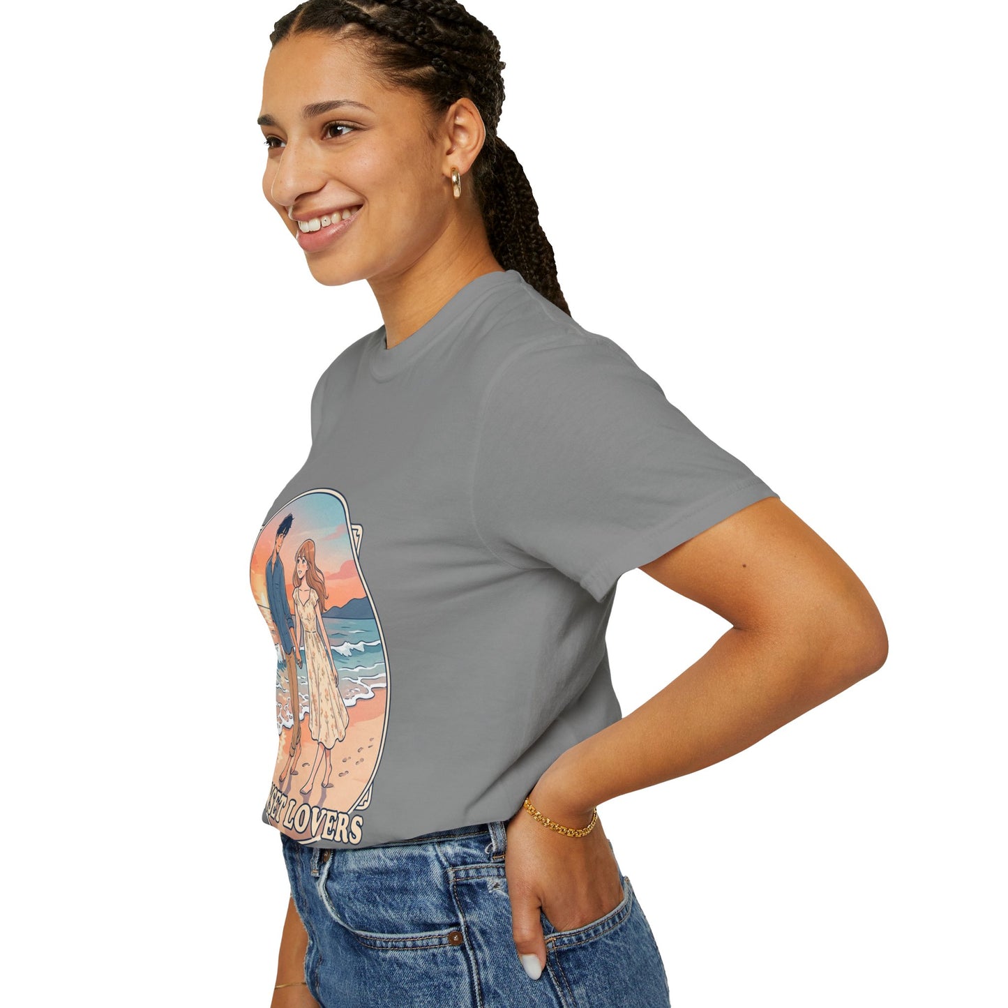Sunset Lovers Beach T-Shirt — Romantic Couple Graphic Tee