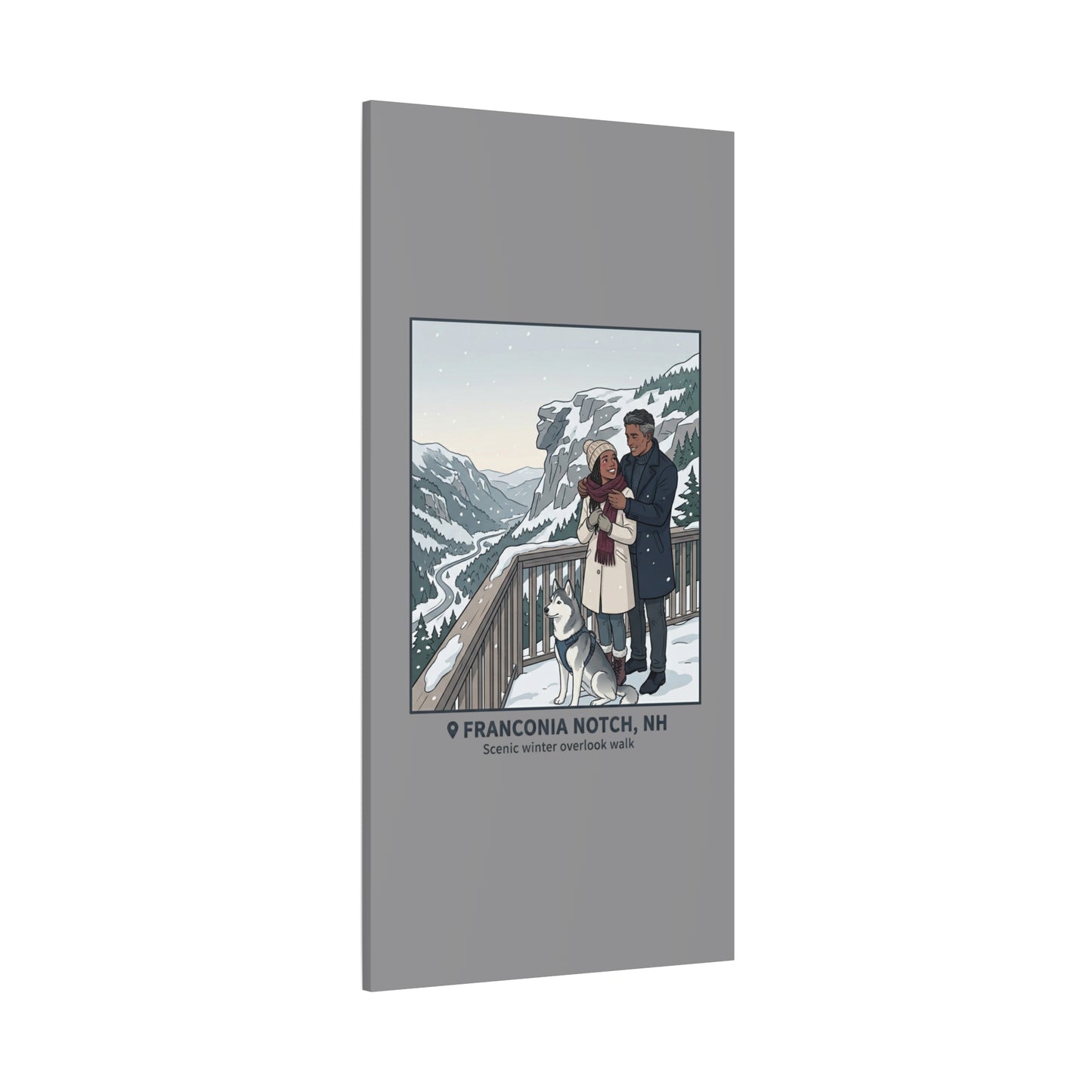 Franconia Notch Winter Couple Canvas Wall Art — Scenic New Hampshire Snowy Overlook Print