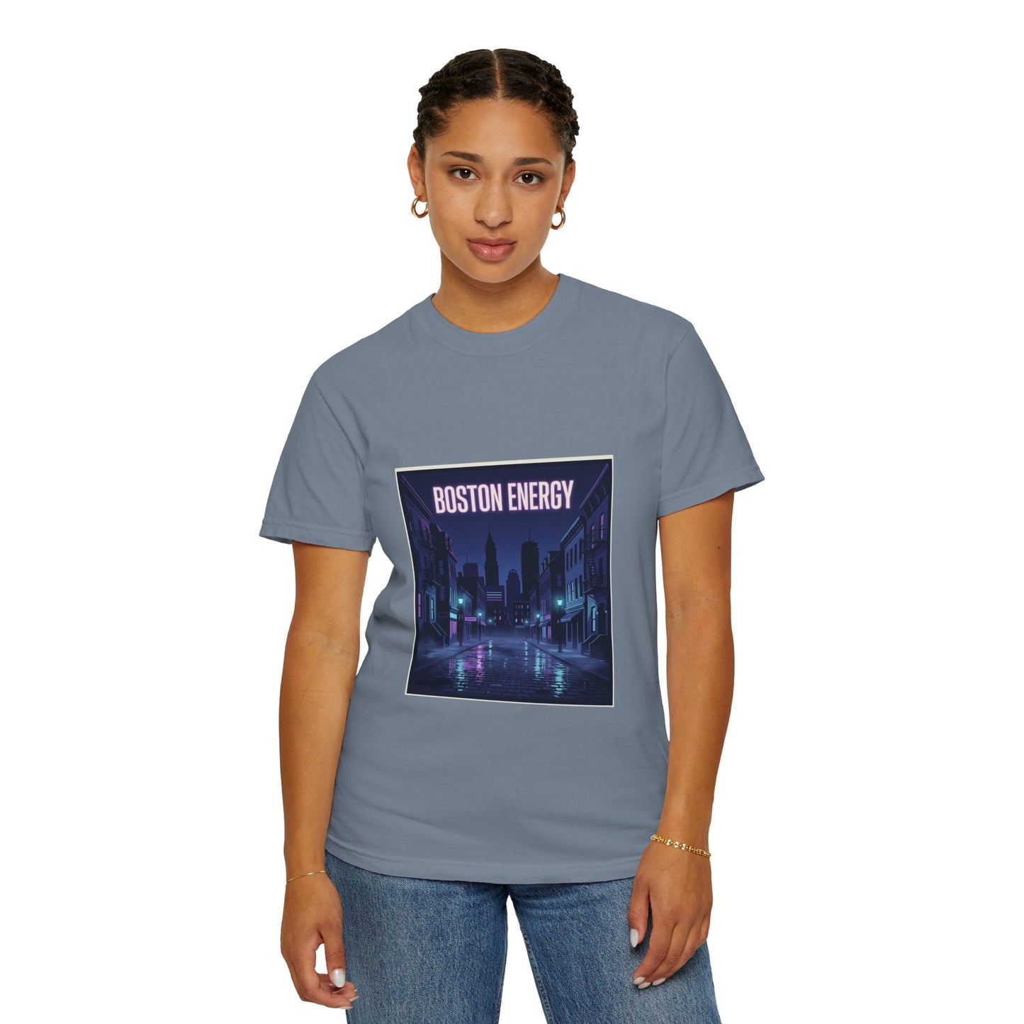 Boston Energy T-Shirt — Neon Cityscape Graphic Tee