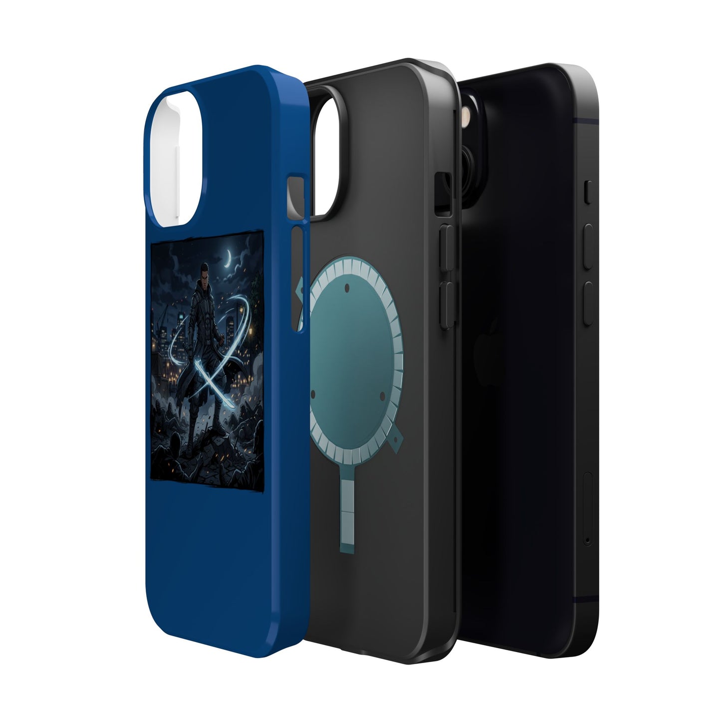 Magnetic Impact-Resistant Phone Case — Night Warrior Sci‑Fi Design