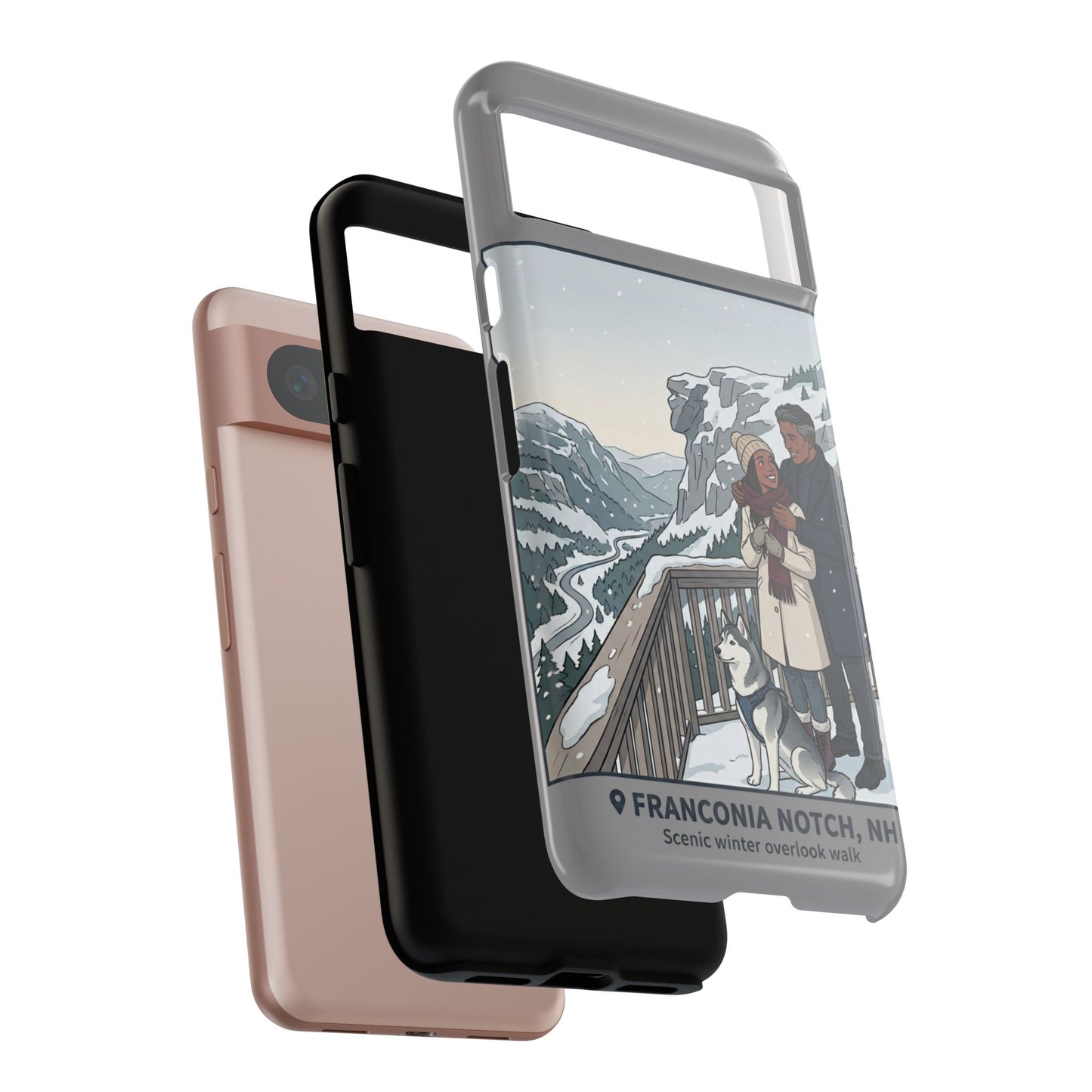 Winter Scenic Phone Case — Franconia Notch NH Couples & Husky Design