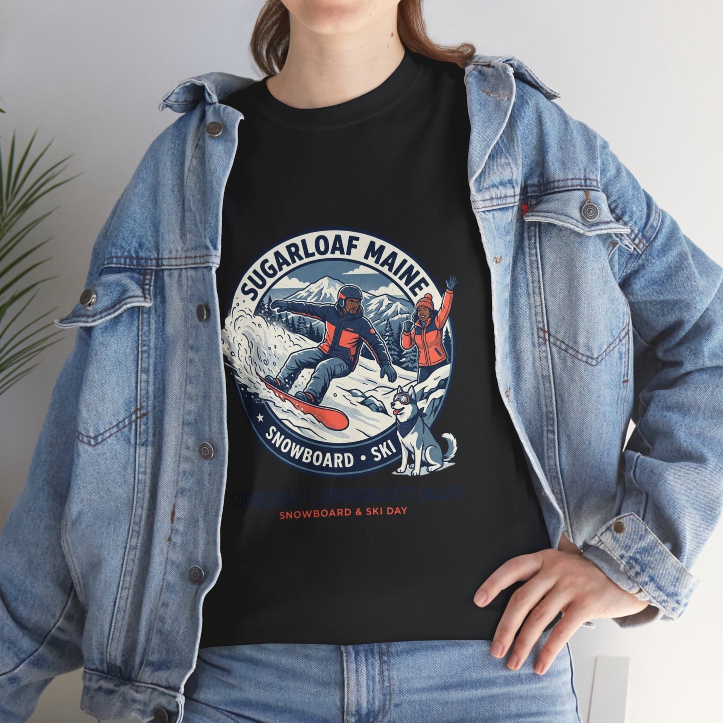 Sugarloaf Maine Snowboard & Ski T‑Shirt — Sugarloaf‑Carrabassett Valley Retro Graphic Tee
