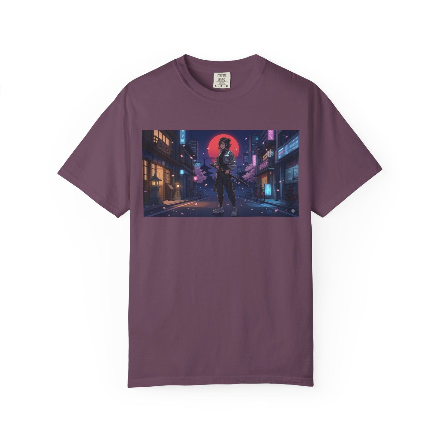 Cyberpunk Samurai T-Shirt — Neon Night Street Art Tee