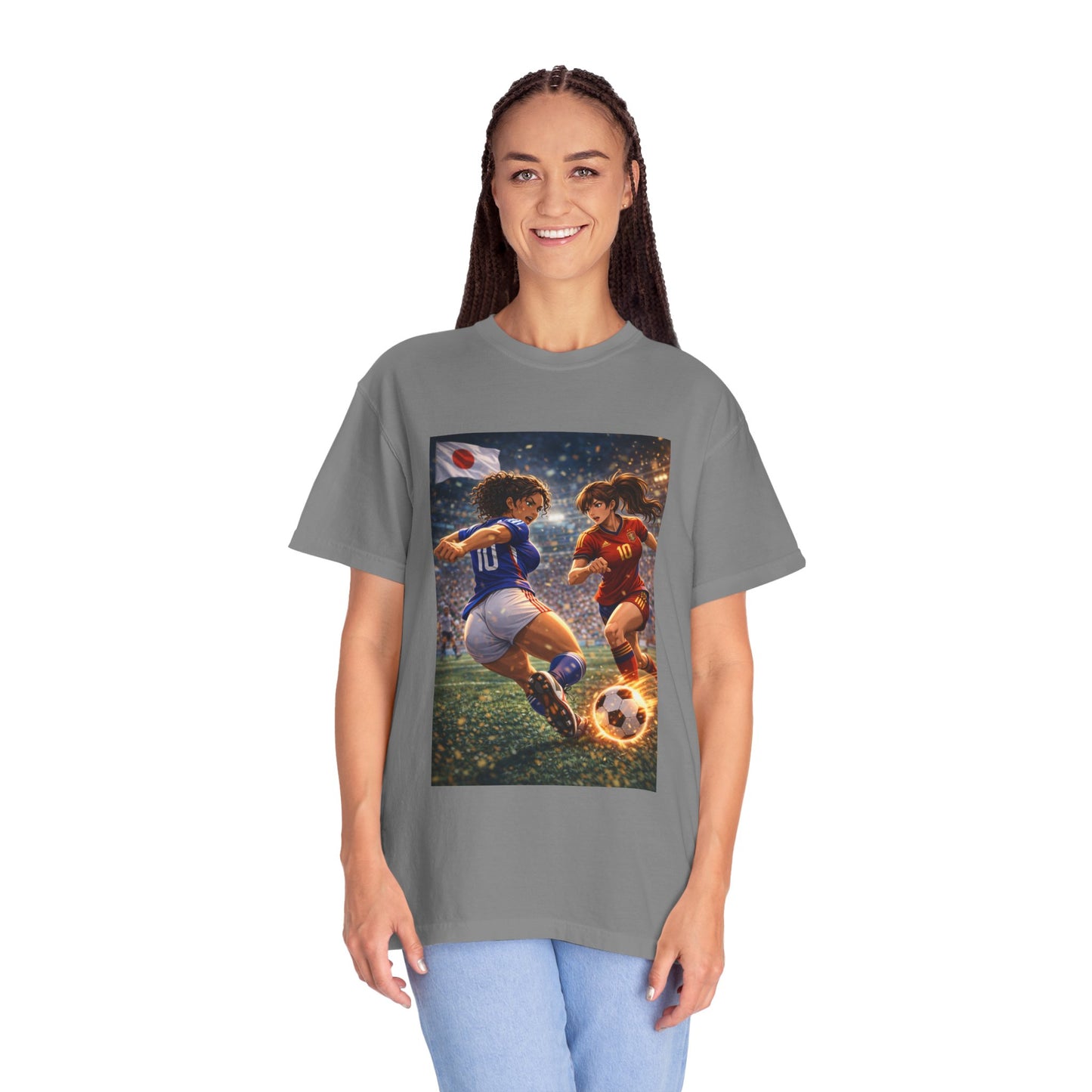 JAPAN Soccer Duel Graphic T-Shirt — Intense Japan vs Spain Football Art
