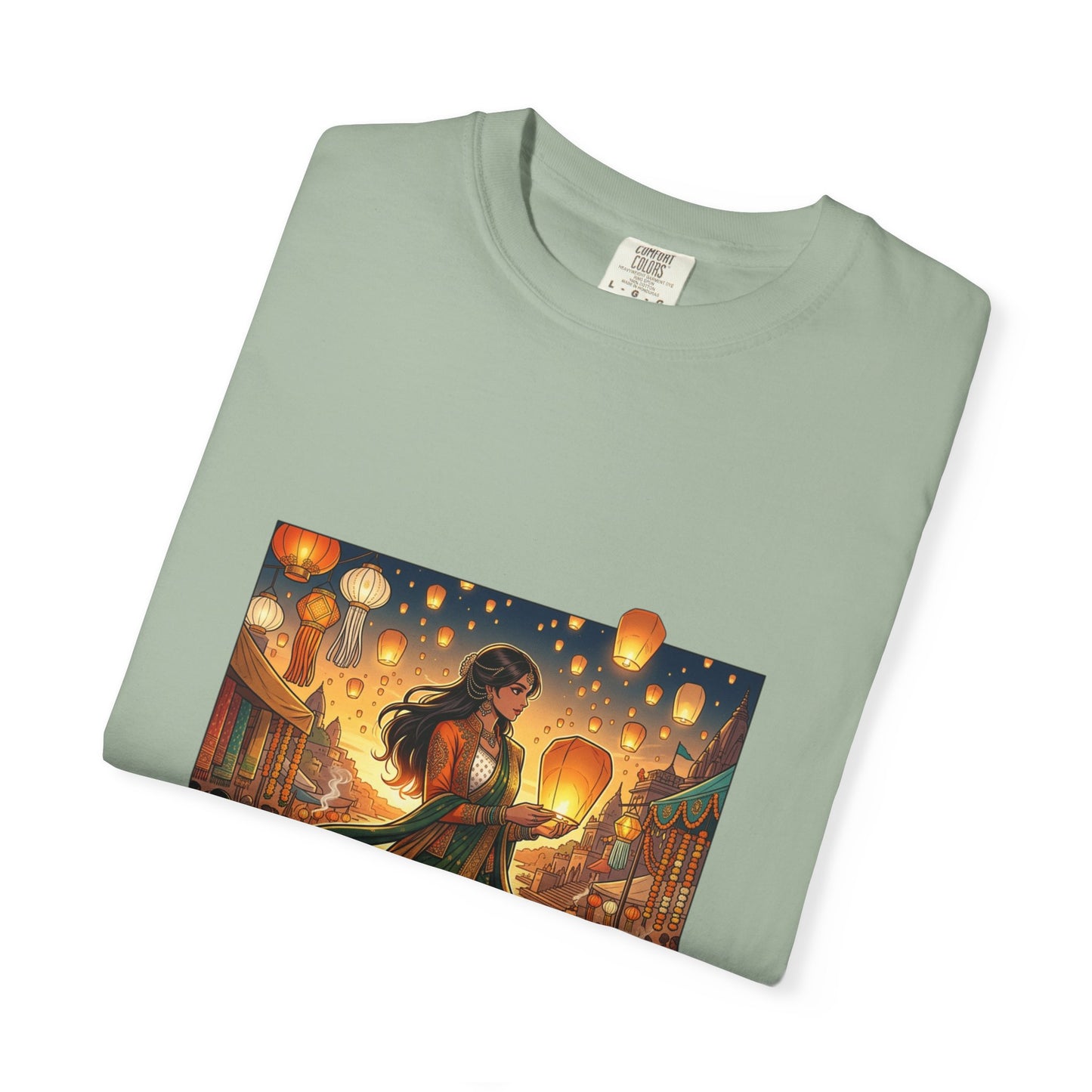 Diwali Lantern Festival T-Shirt — Indian Dancer with Floating Sky Lanterns