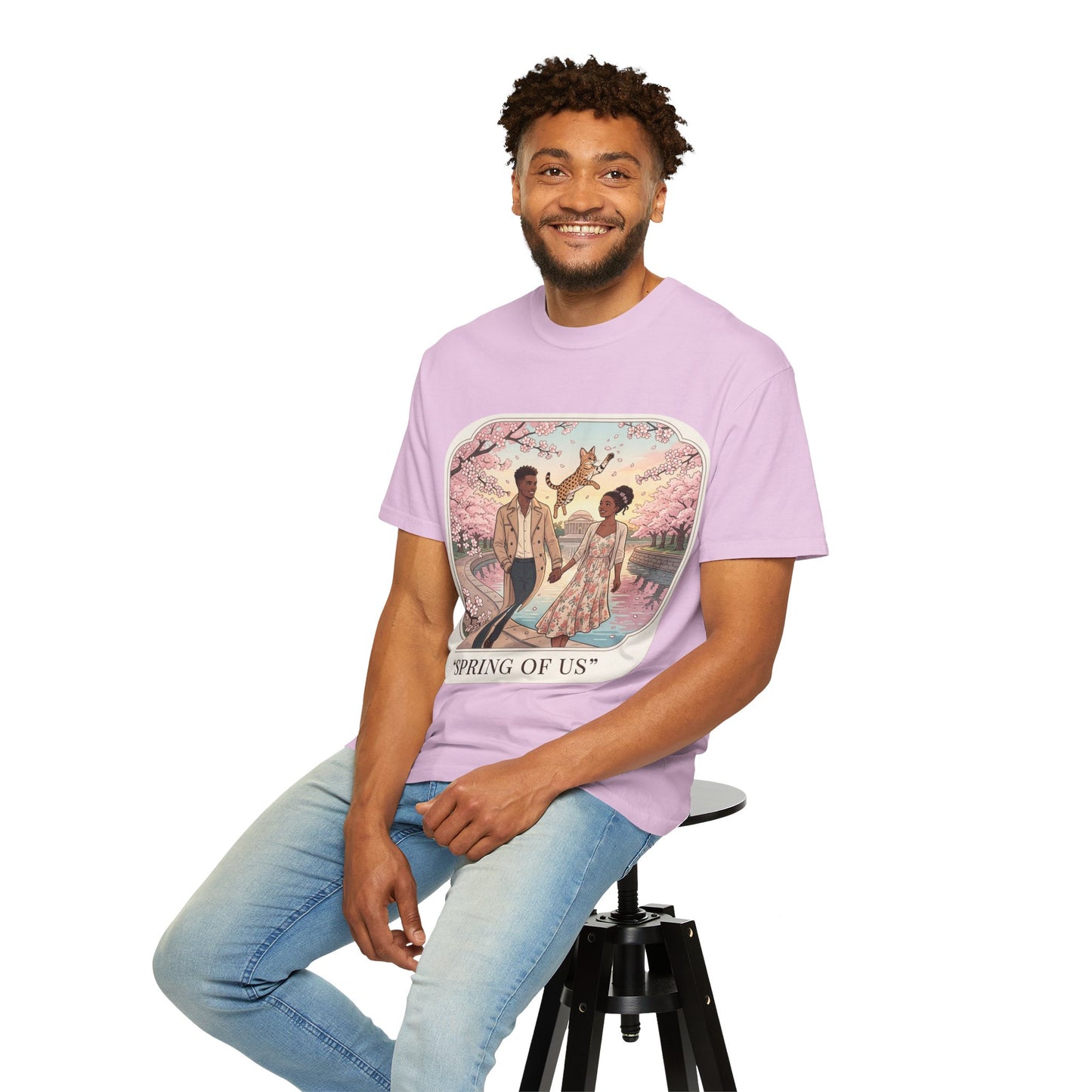 Spring of Us T-Shirt — Romantic Cherry Blossom Couple Graphic Tee