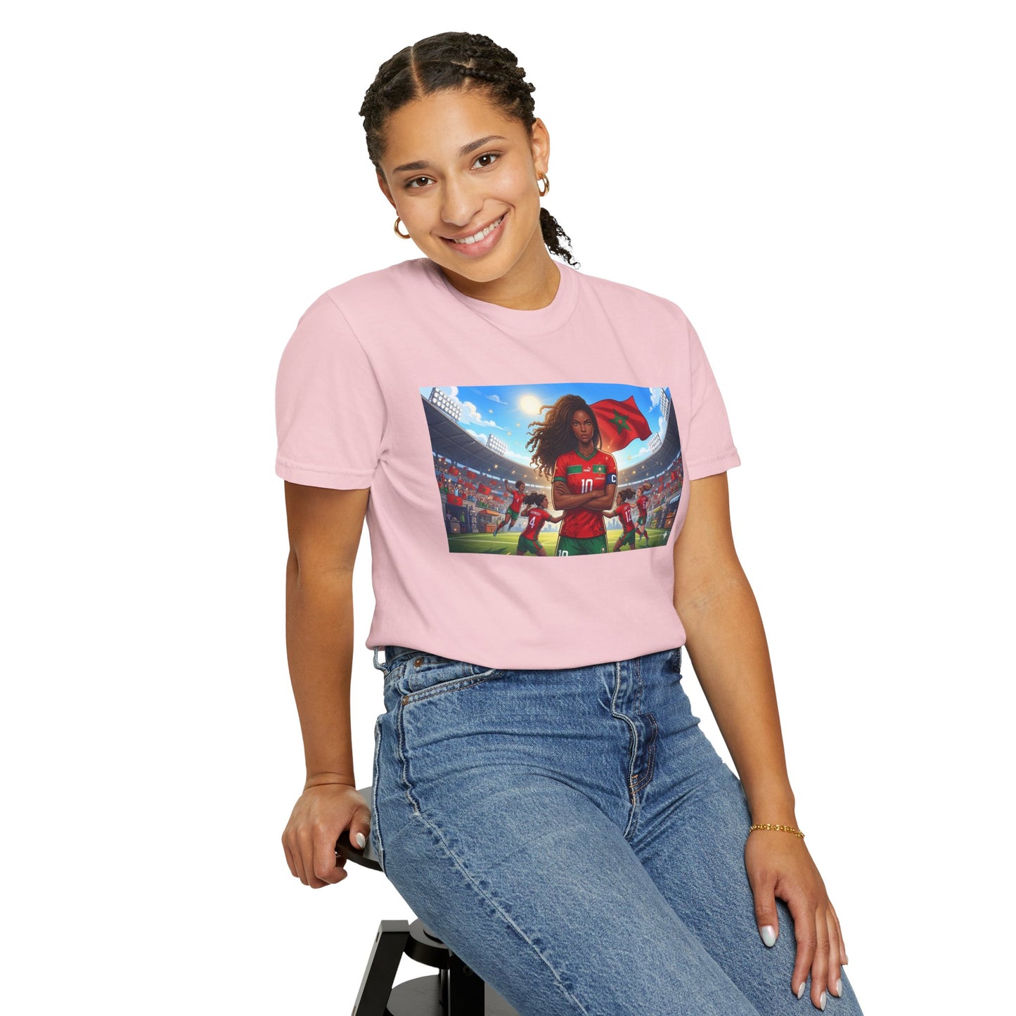 Morocco Soccer Champion Graphic T-Shirt — Inspiring Women’s Football Stadium Design