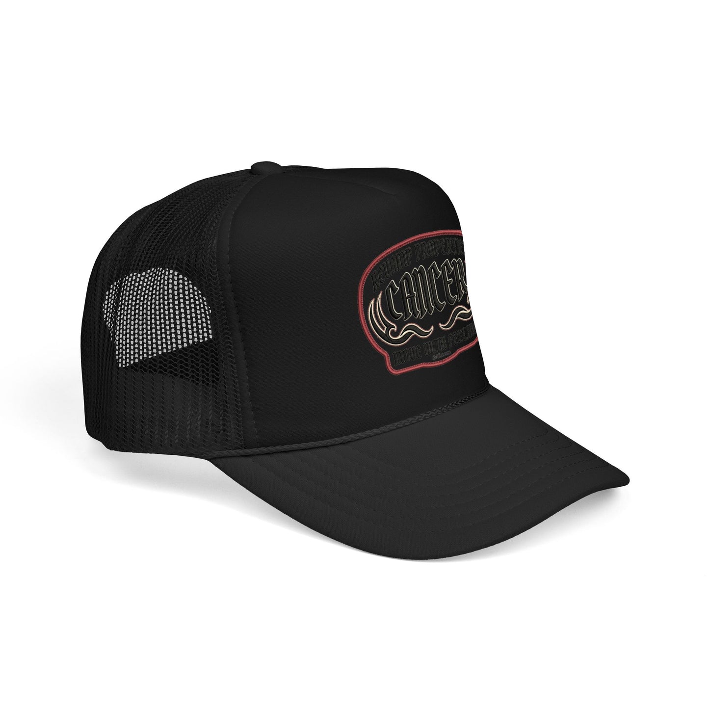 Cancer Zodiac Trucker Hat — Vintage Embroidered Skull & Crab Design