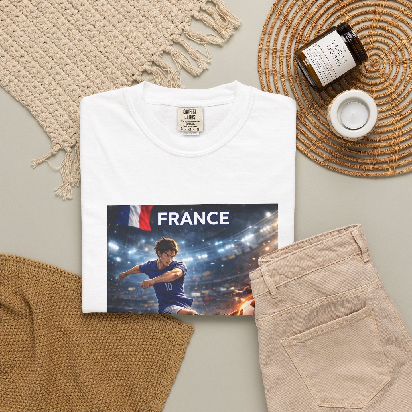 France Soccer Player Graphic T-Shirt — Football Kick Stadium Design