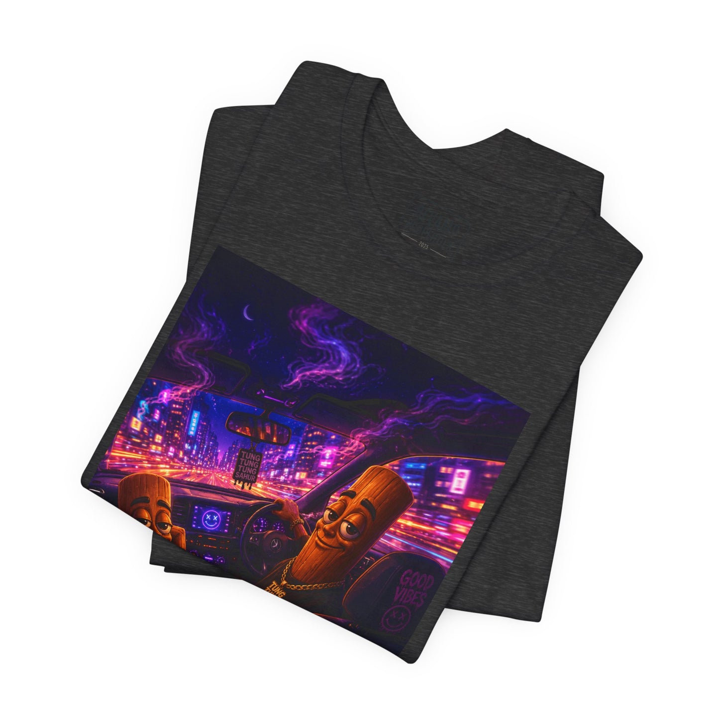 Tung Tung Tung Sahur Who Ride Like Us T-Shirt — Night Cruise Vaporwave Graphic Tee