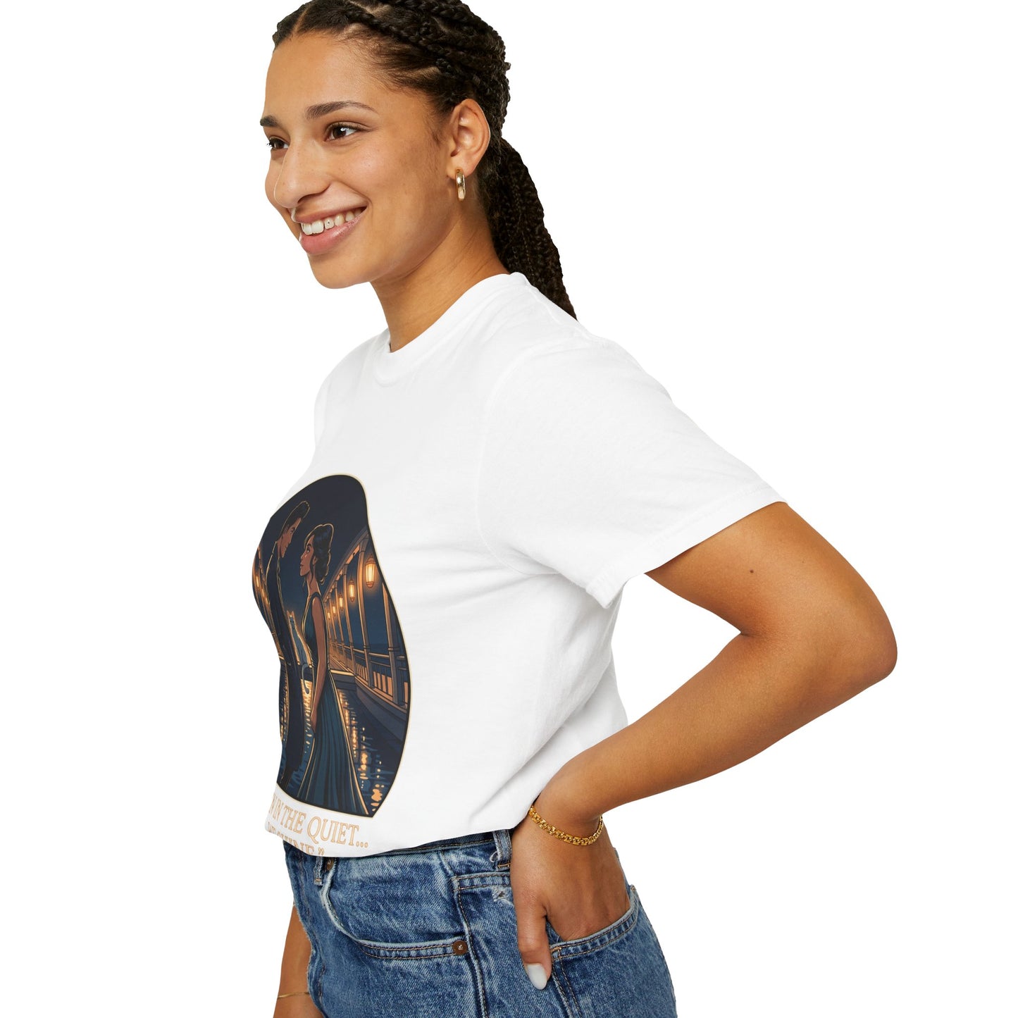 Romantic Night Stroll T-Shirt — "Even in the Quiet... We Shine" Graphic Tee