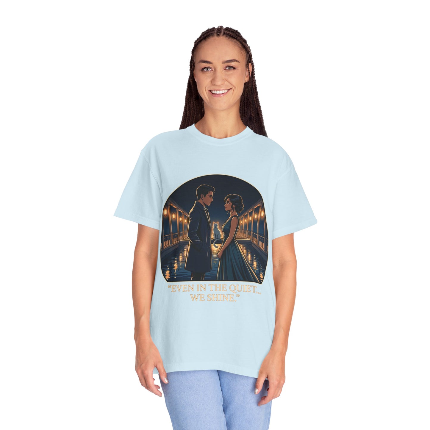 Romantic Night Stroll T-Shirt — "Even in the Quiet... We Shine" Graphic Tee