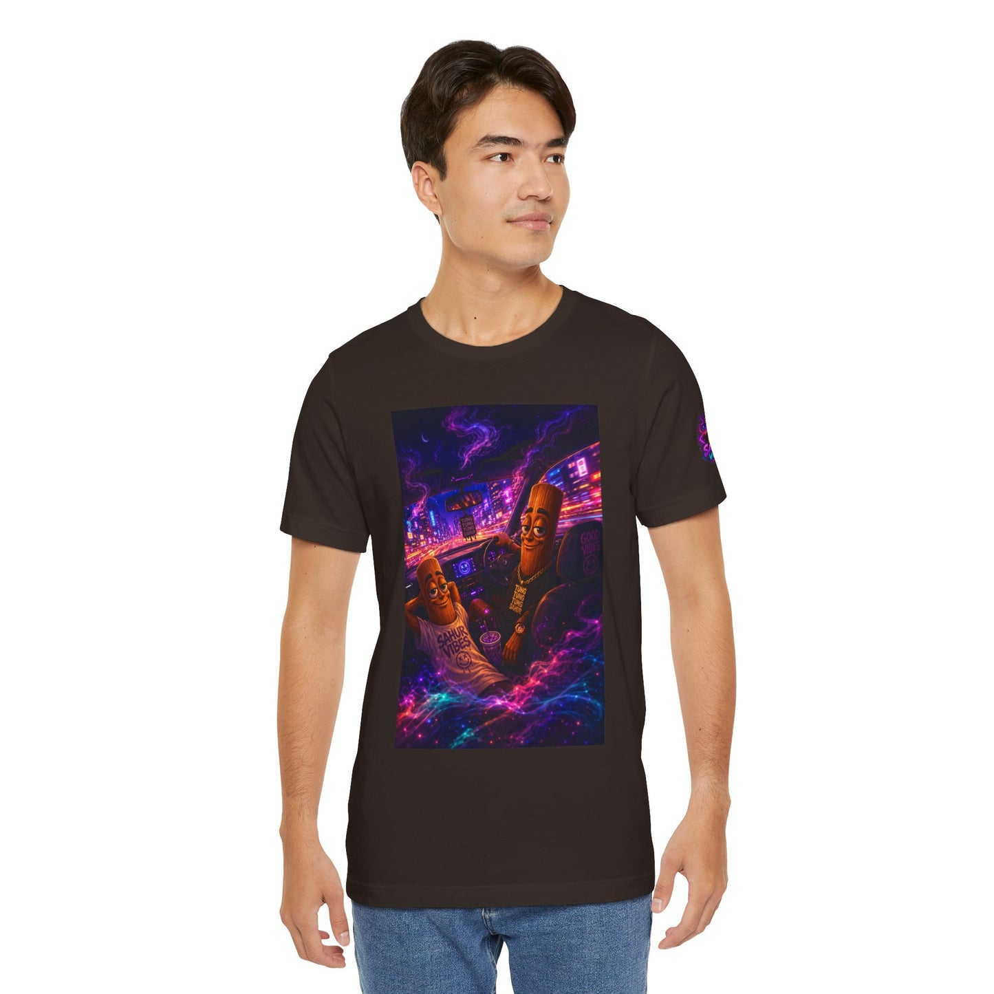Tung Tung Tung Sahur Who Ride Like Us T-Shirt — Night Cruise Vaporwave Graphic Tee