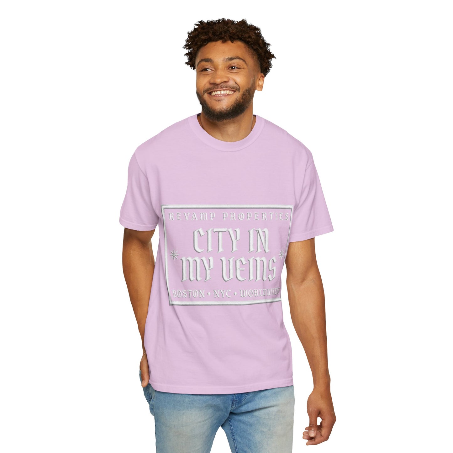 City In My Veins T‑Shirt — Vintage Cityscape Tee (Boston • NYC • Manchester)