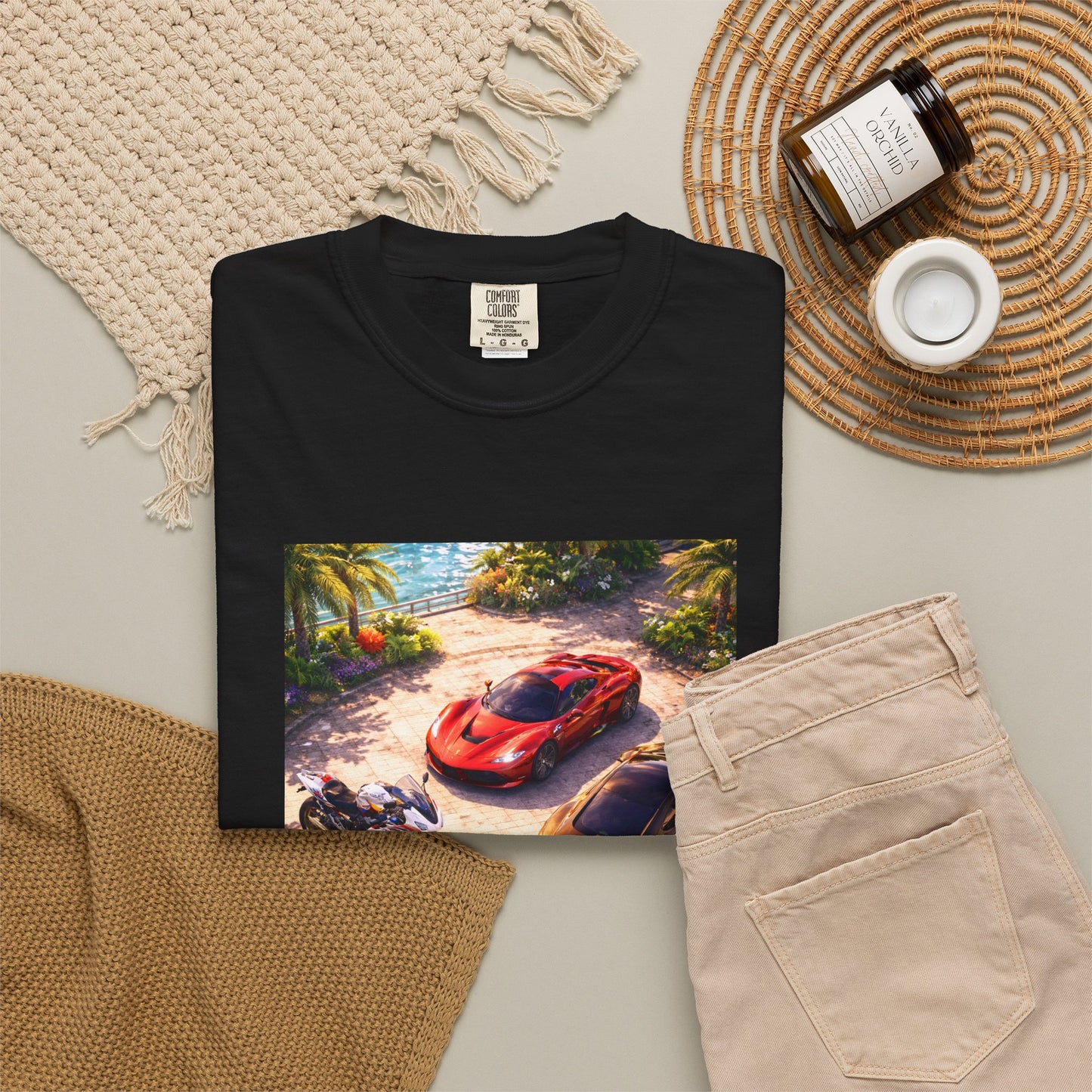 MULTI-VEHICLE - T-Shirt — Tropical Sports Cars & Motorbikes Print