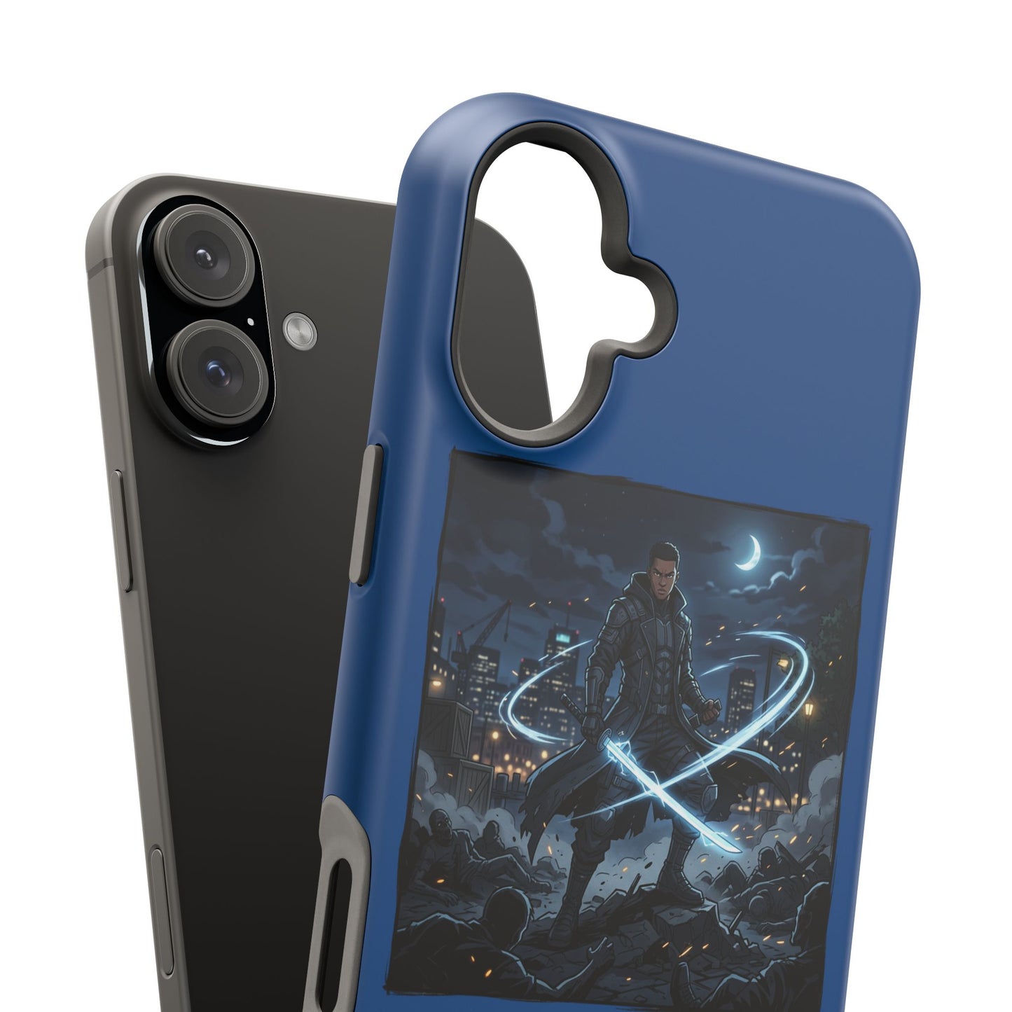 Magnetic Impact-Resistant Phone Case — Night Warrior Sci‑Fi Design