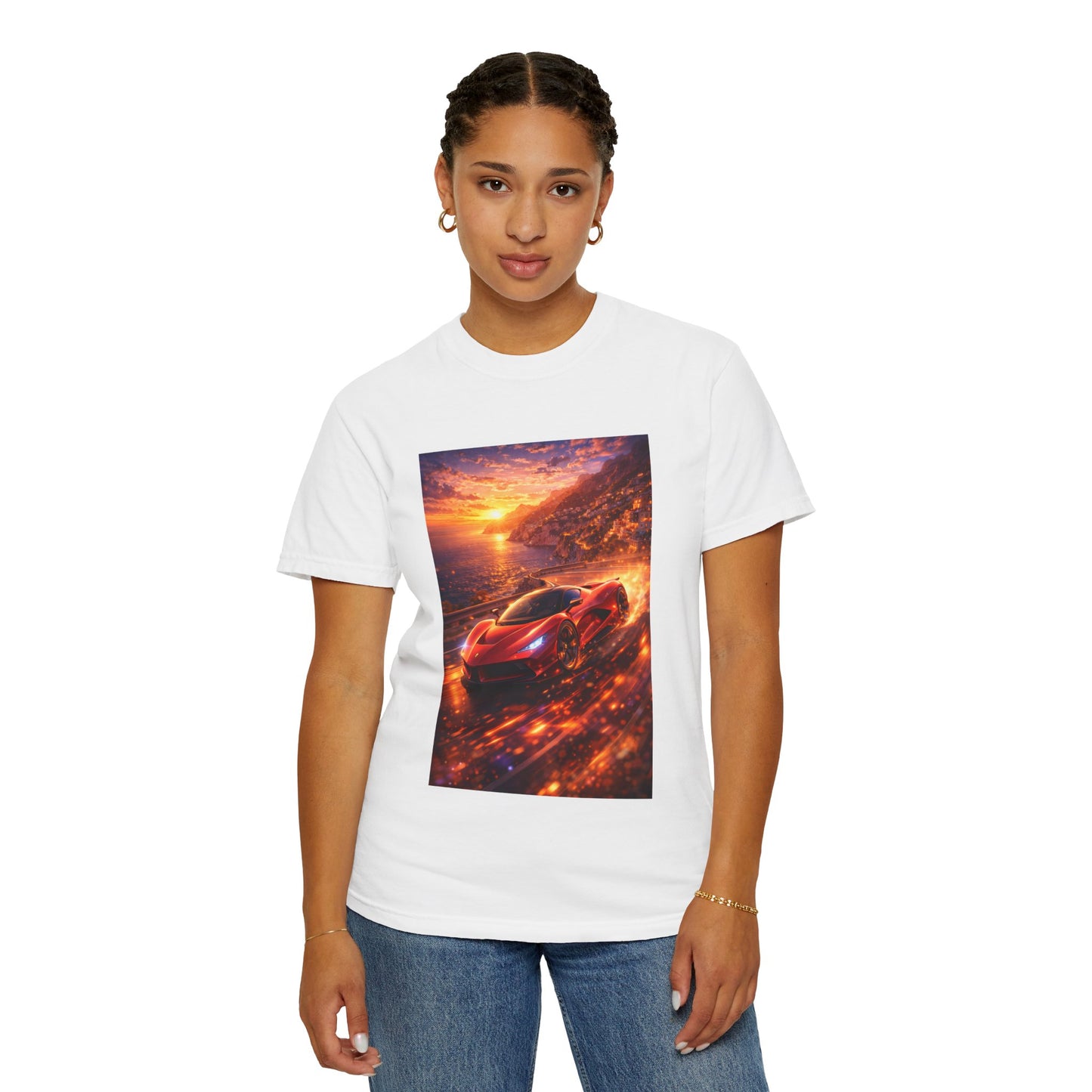 Ferrari F80- Amalfi Coast, Italy - T‑Shirt — Red Sports Car Print