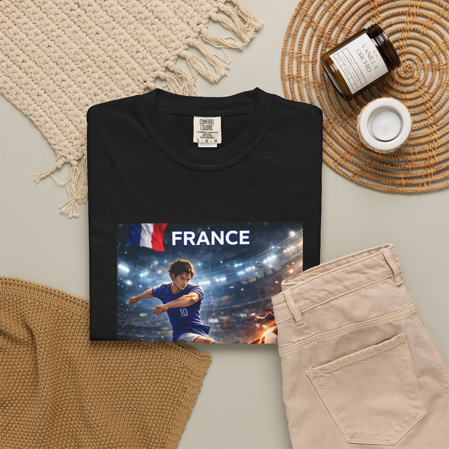 France Soccer Player Graphic T-Shirt — Football Kick Stadium Design