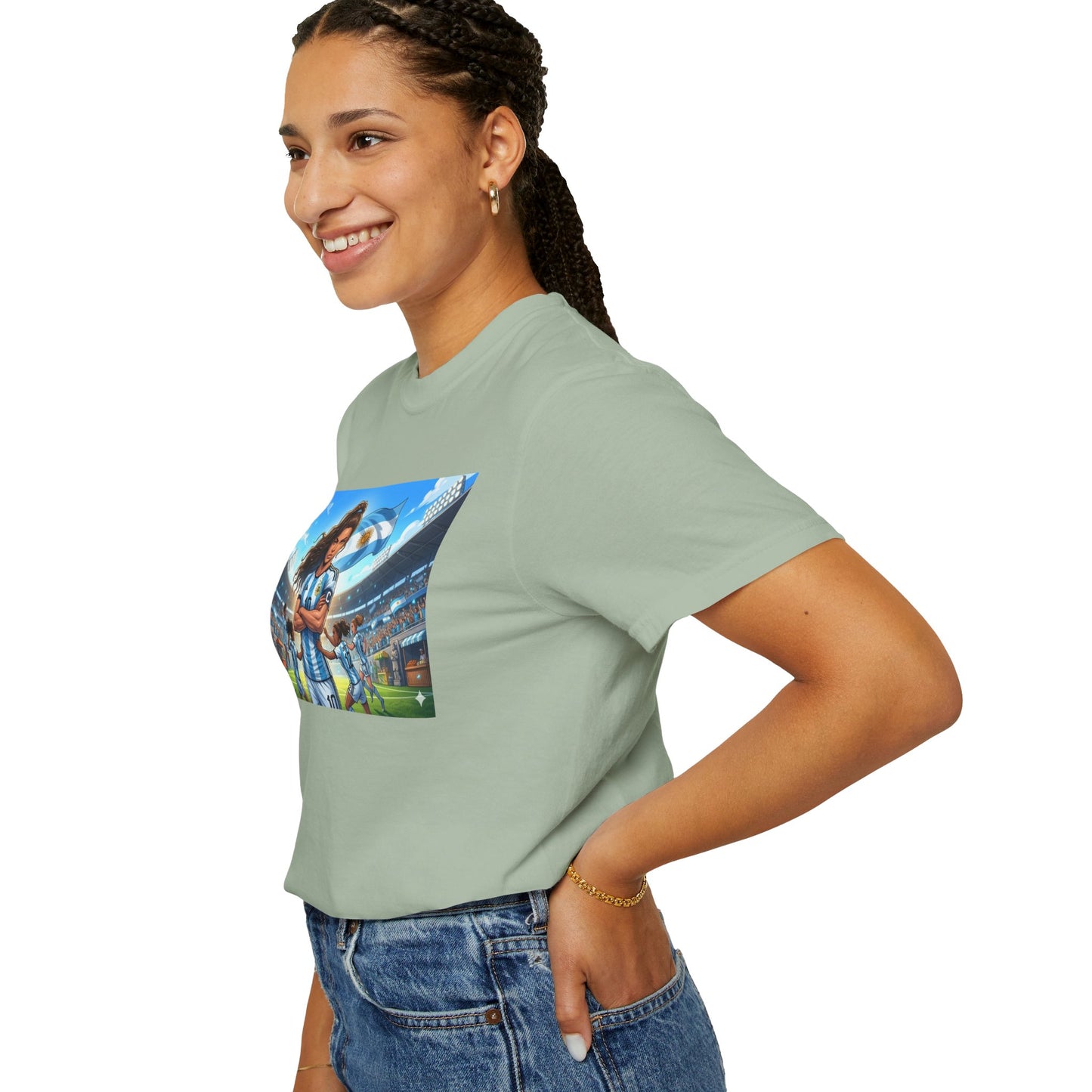 Argentina Soccer Heroine Stadium T-Shirt – Female Soccer Player Graphic Tee