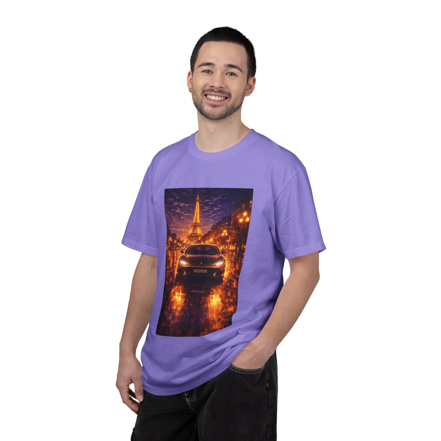 Paris Night Drive T-Shirt — Eiffel Tower Car Scene