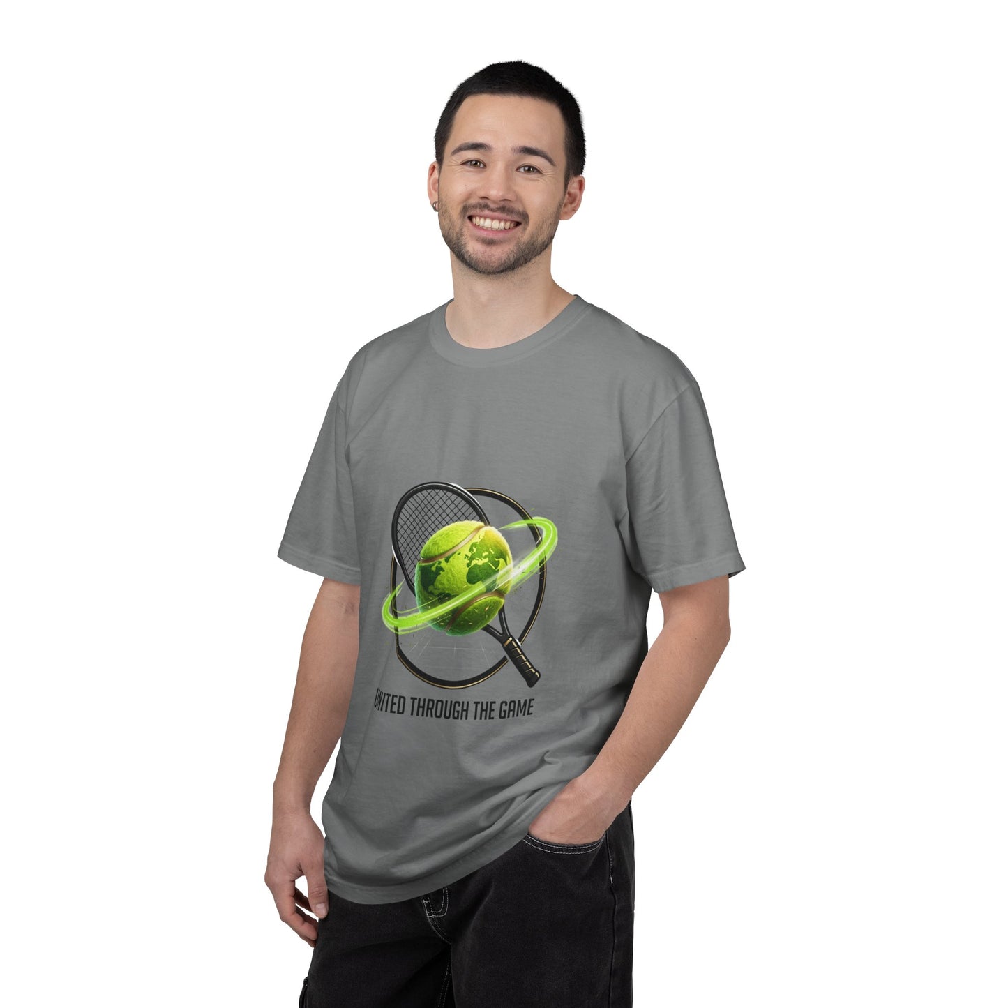 Tennis Globe T‑Shirt — "United Through the Game" Sports Tee