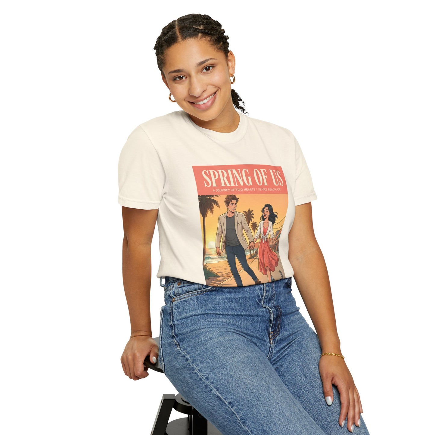 Spring of Us T-Shirt — Vintage Romantic Beach Couple Graphic Tee