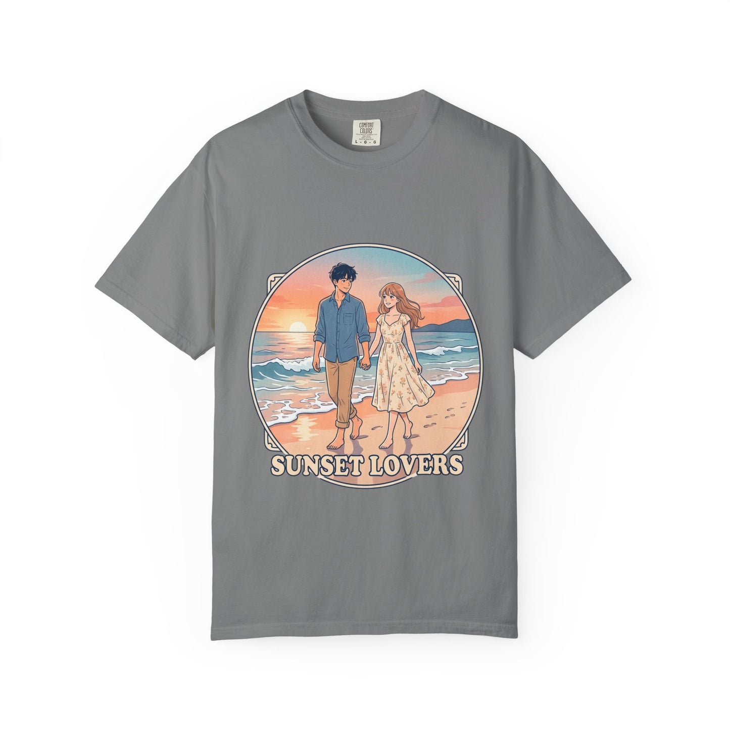Sunset Lovers Beach T-Shirt — Romantic Couple Graphic Tee
