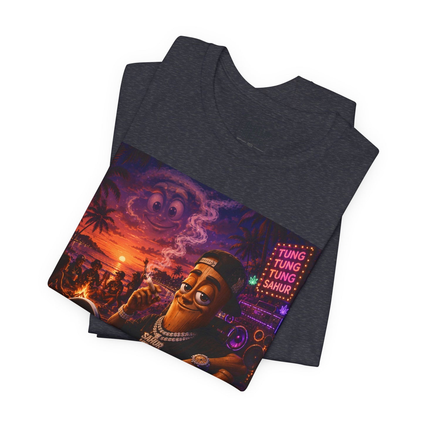 Tung Tung Tung Sahur Laid-Back Nightlife Graphic Tee — "Things Take Time" Urban Cartoon Design