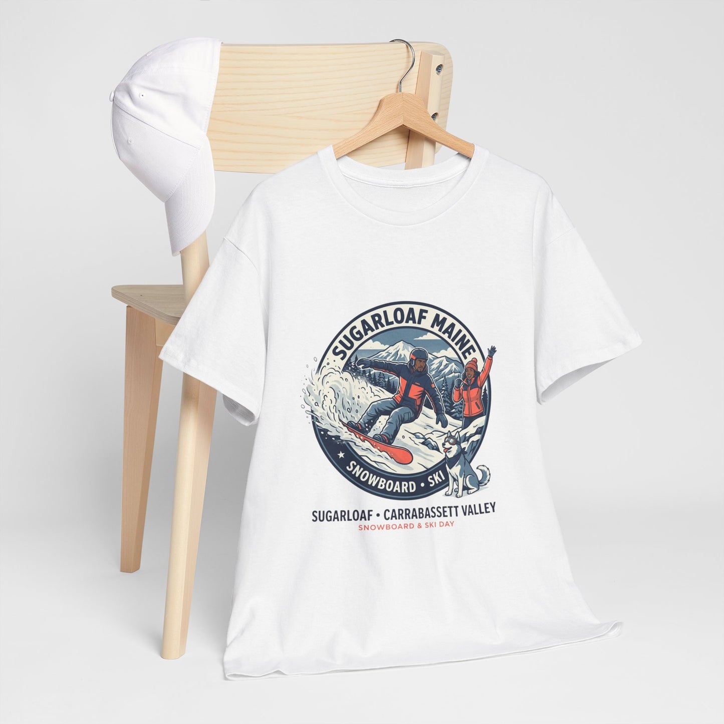 Sugarloaf Maine Snowboard & Ski T‑Shirt — Sugarloaf‑Carrabassett Valley Retro Graphic Tee