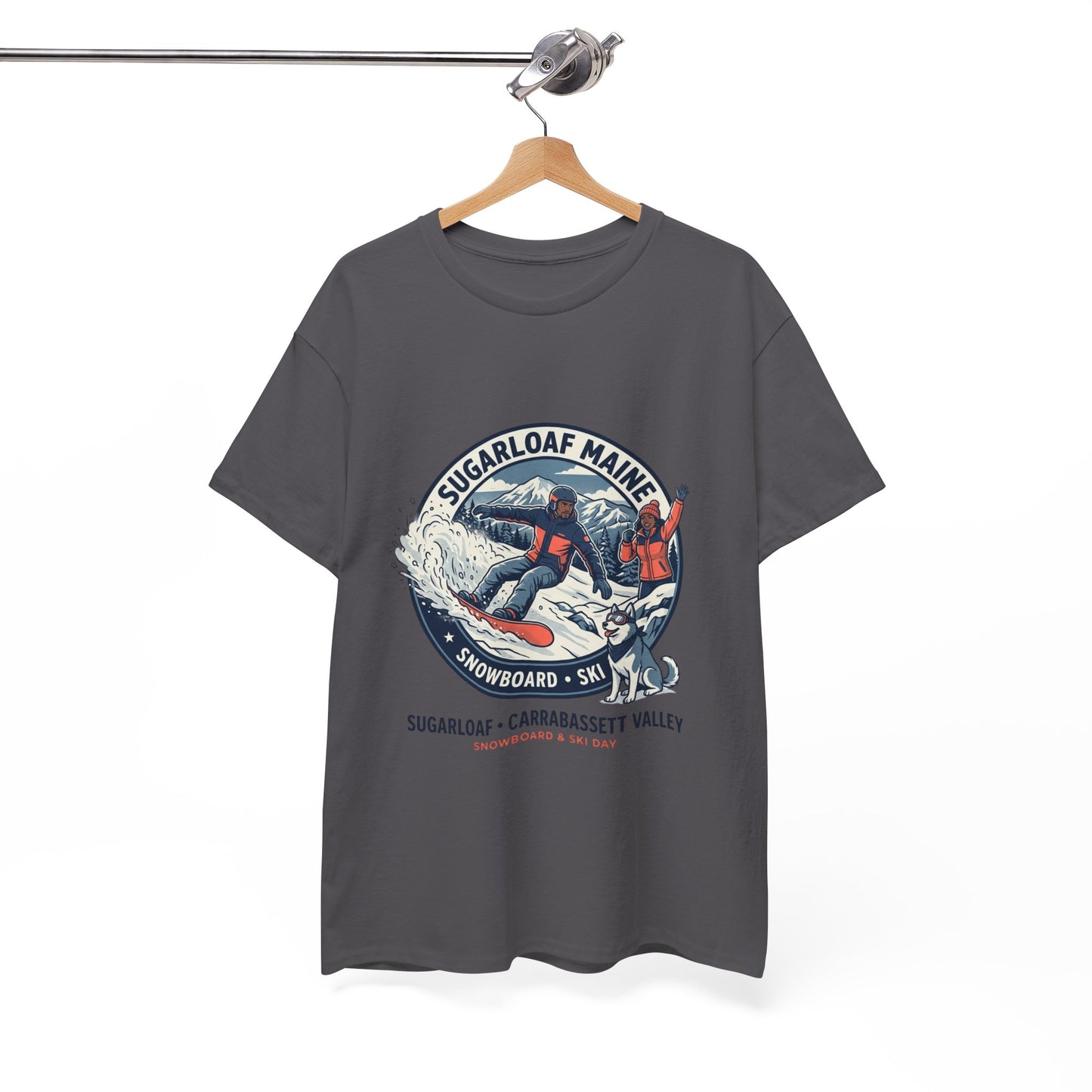 Sugarloaf Maine Snowboard & Ski T‑Shirt — Sugarloaf‑Carrabassett Valley Retro Graphic Tee