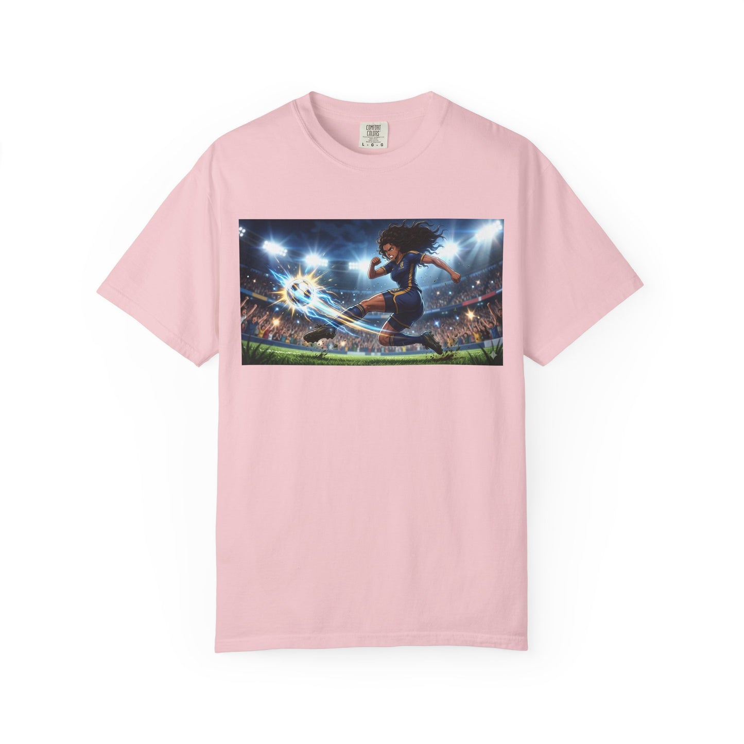 Soccer Kick Graphic T-Shirt — Energetic Stadium Football Design