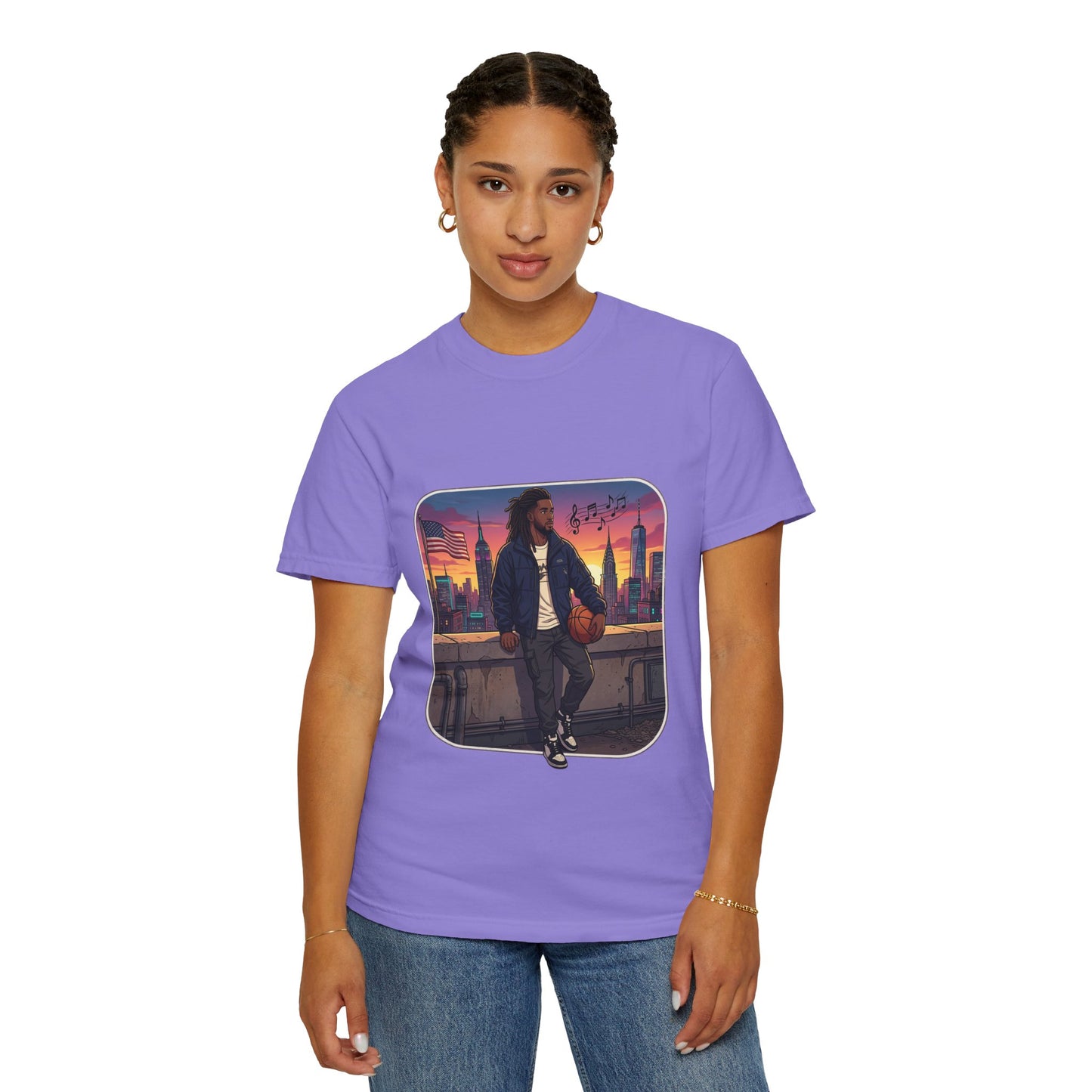 City Sunset Basketball Player T-Shirt — Urban Hoop Lifestyle Tee
