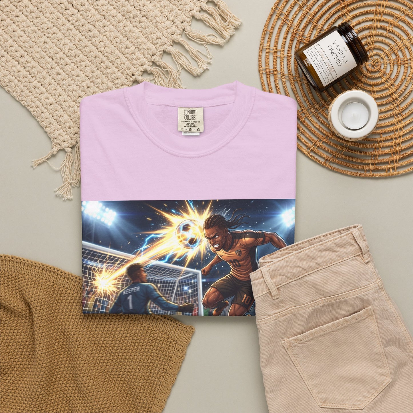 Soccer Goal Celebration T-Shirt — Action Football Scene Graphic Tee