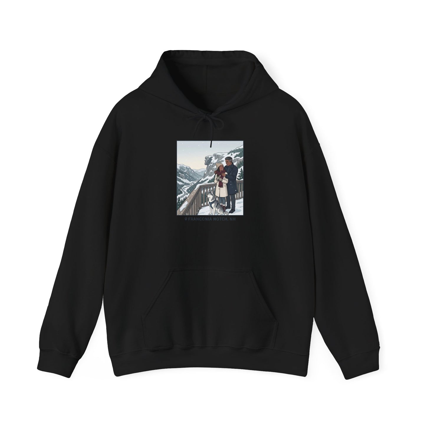Winter Couple Photo Hoodie — Vintage Alps Travel Graphic Sweatshirt