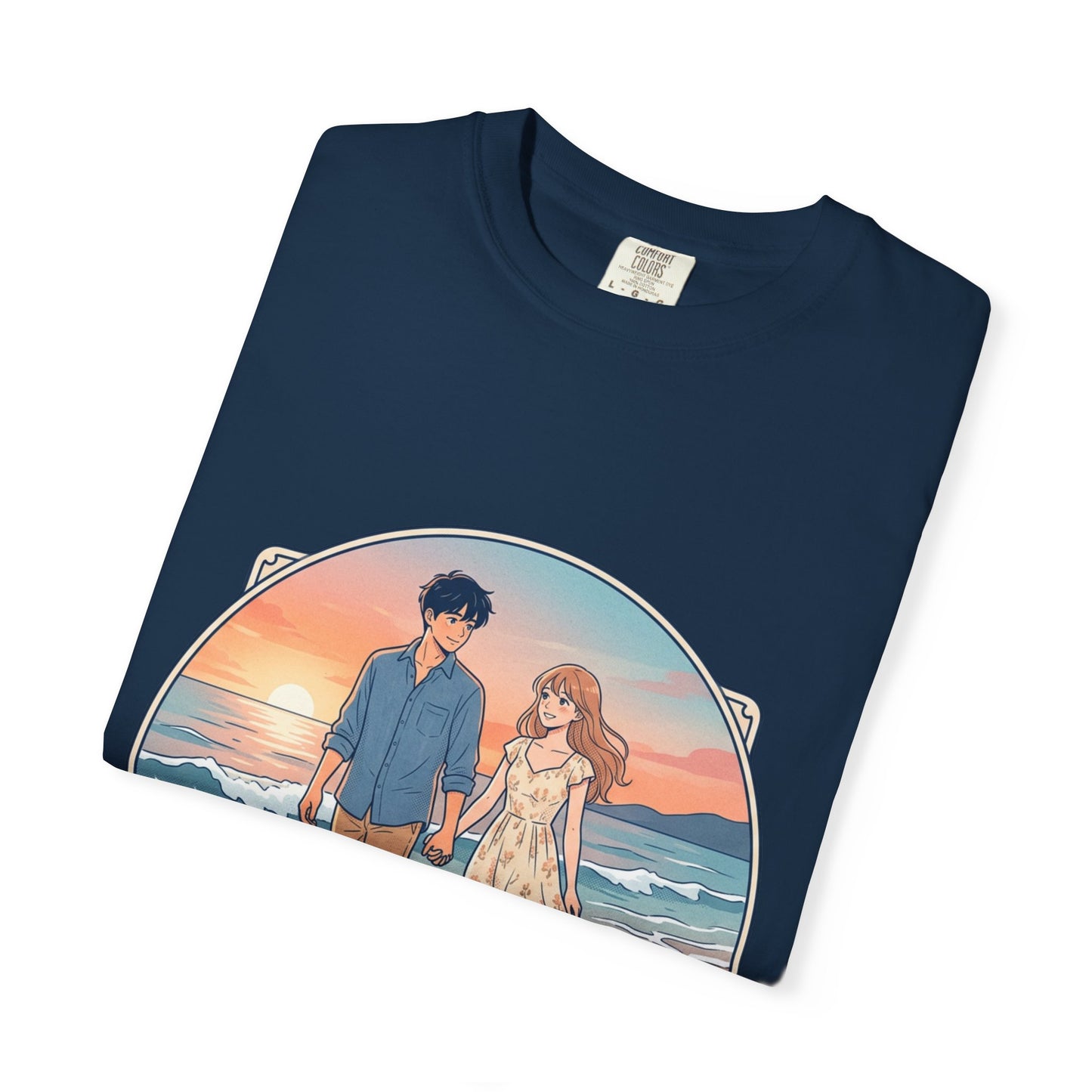 Sunset Lovers Beach T-Shirt — Romantic Couple Graphic Tee