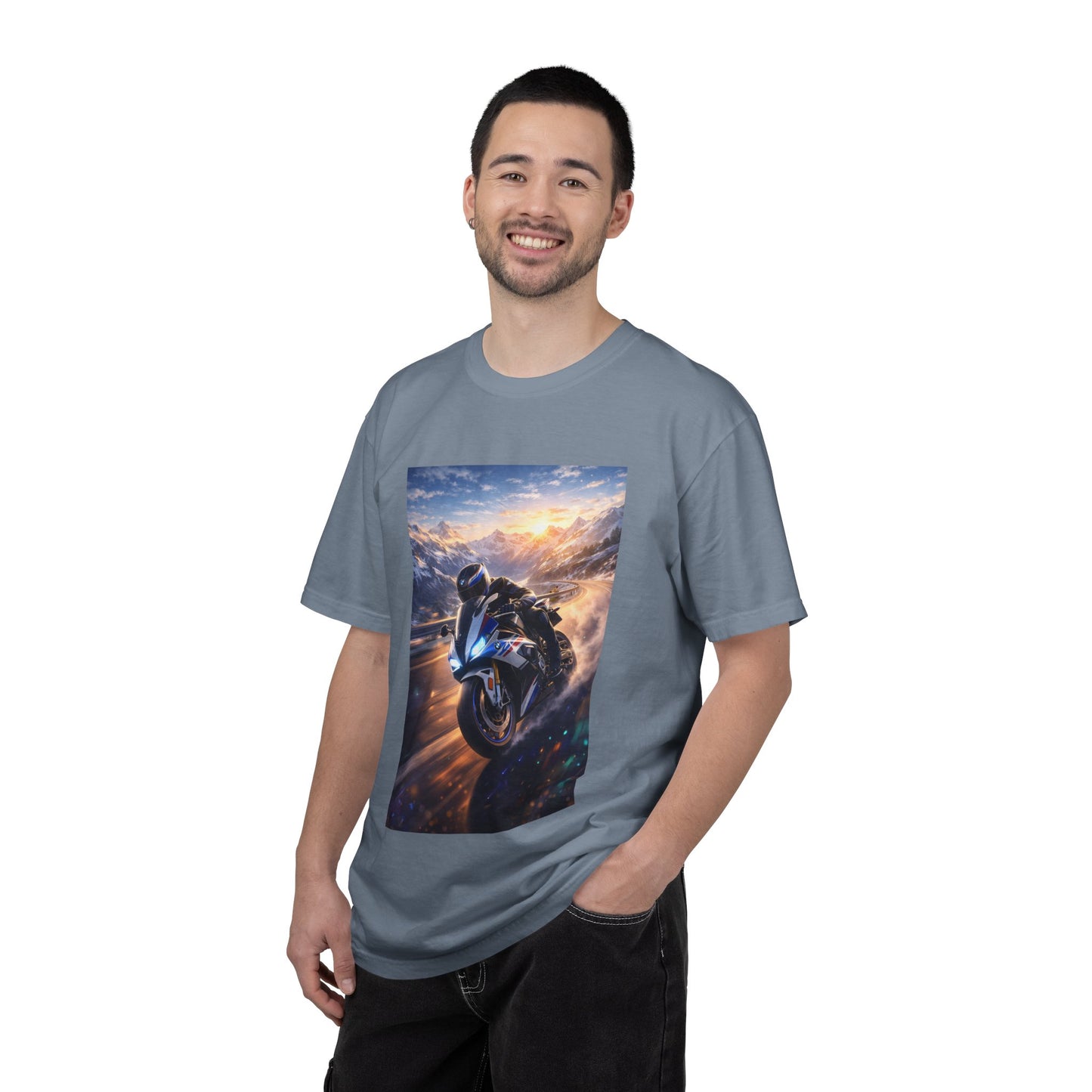 BMW S1000RR ALPINE GHOST RIDE - T‑Shirt — Sportbike Skyline Graphic Tee