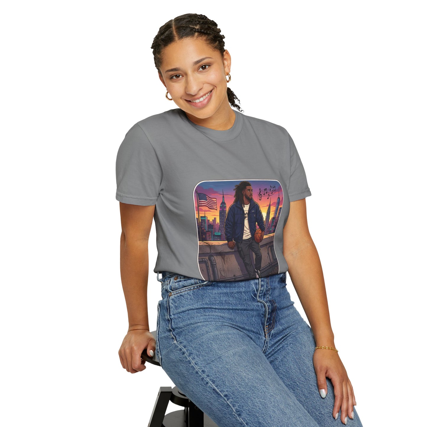 City Sunset Basketball Player T-Shirt — Urban Hoop Lifestyle Tee