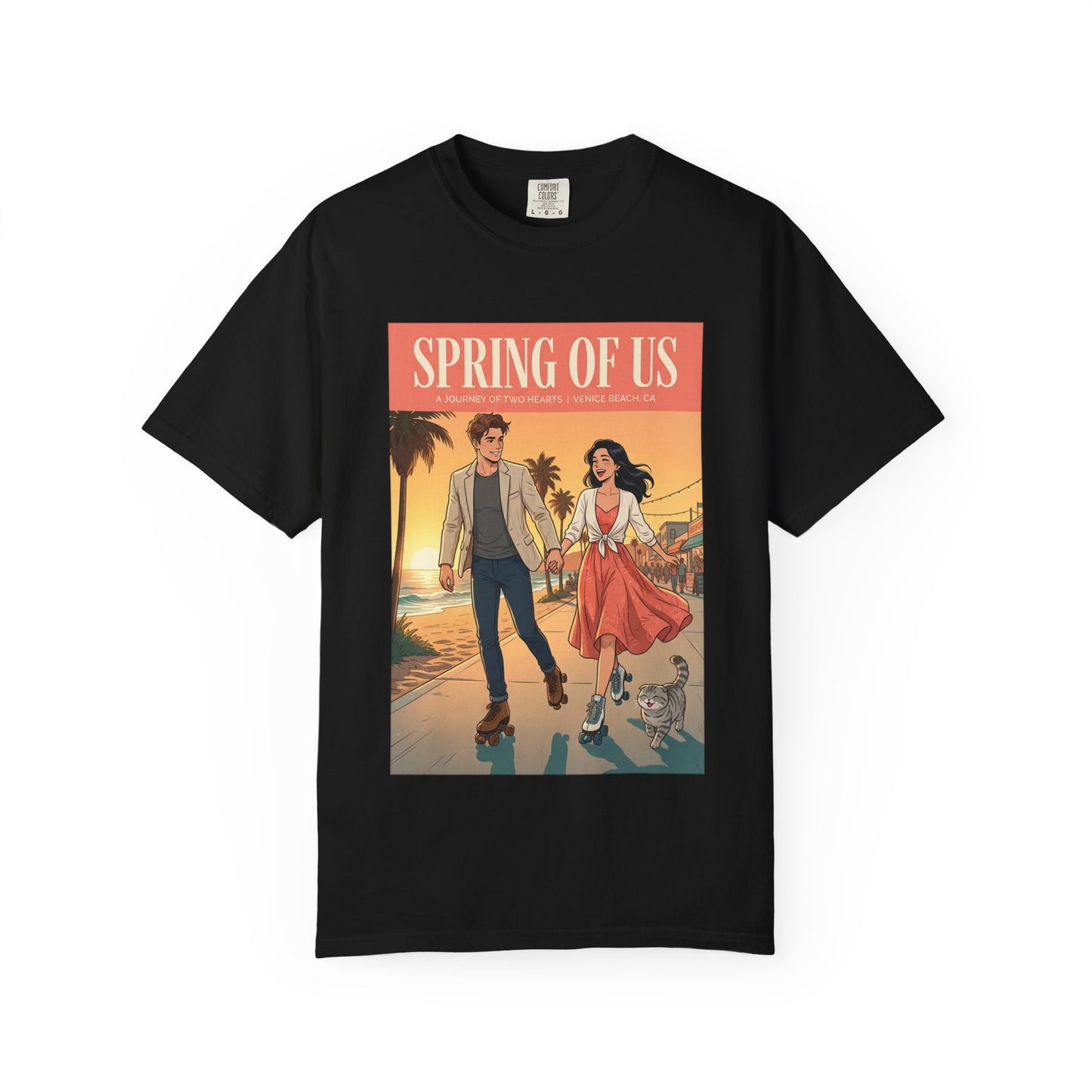 Spring of Us T-Shirt — Vintage Romantic Beach Couple Graphic Tee