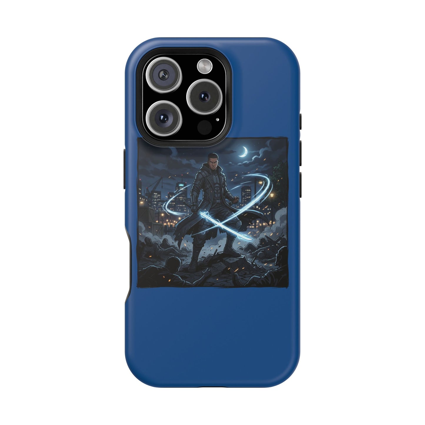 Magnetic Impact-Resistant Phone Case — Night Warrior Sci‑Fi Design