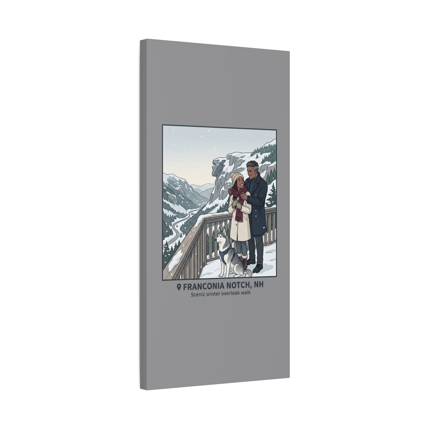 Franconia Notch Winter Couple Canvas Wall Art — Scenic New Hampshire Snowy Overlook Print