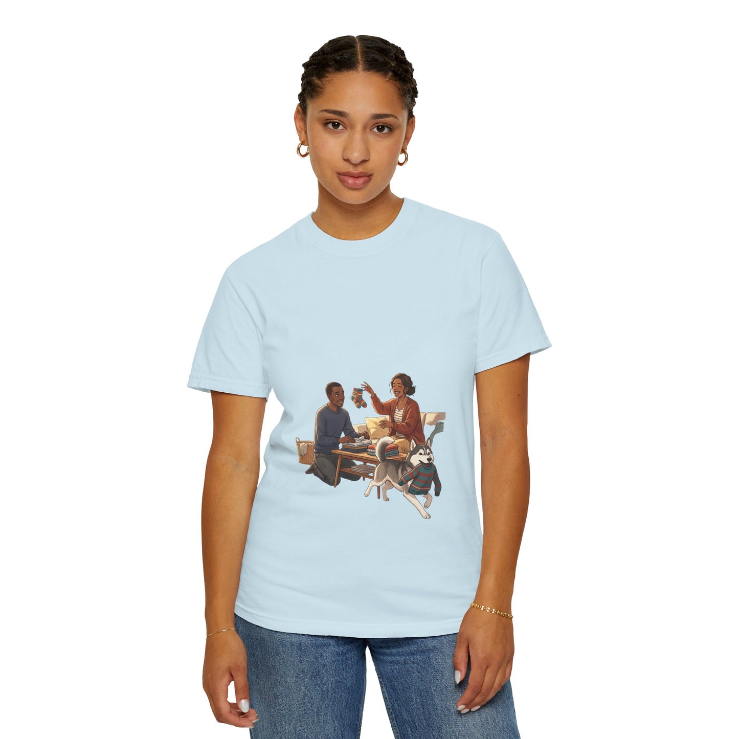 Picnic Cheers T-Shirt — Vintage Couple & Dog Illustration Tee
