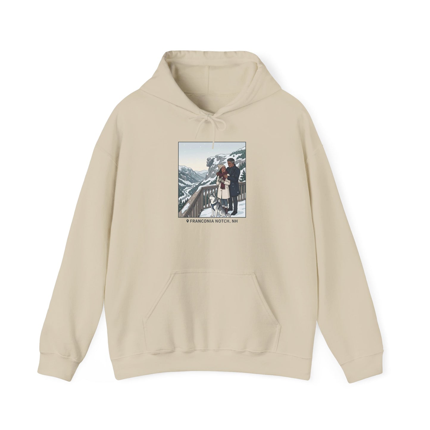 Winter Couple Photo Hoodie — Vintage Alps Travel Graphic Sweatshirt