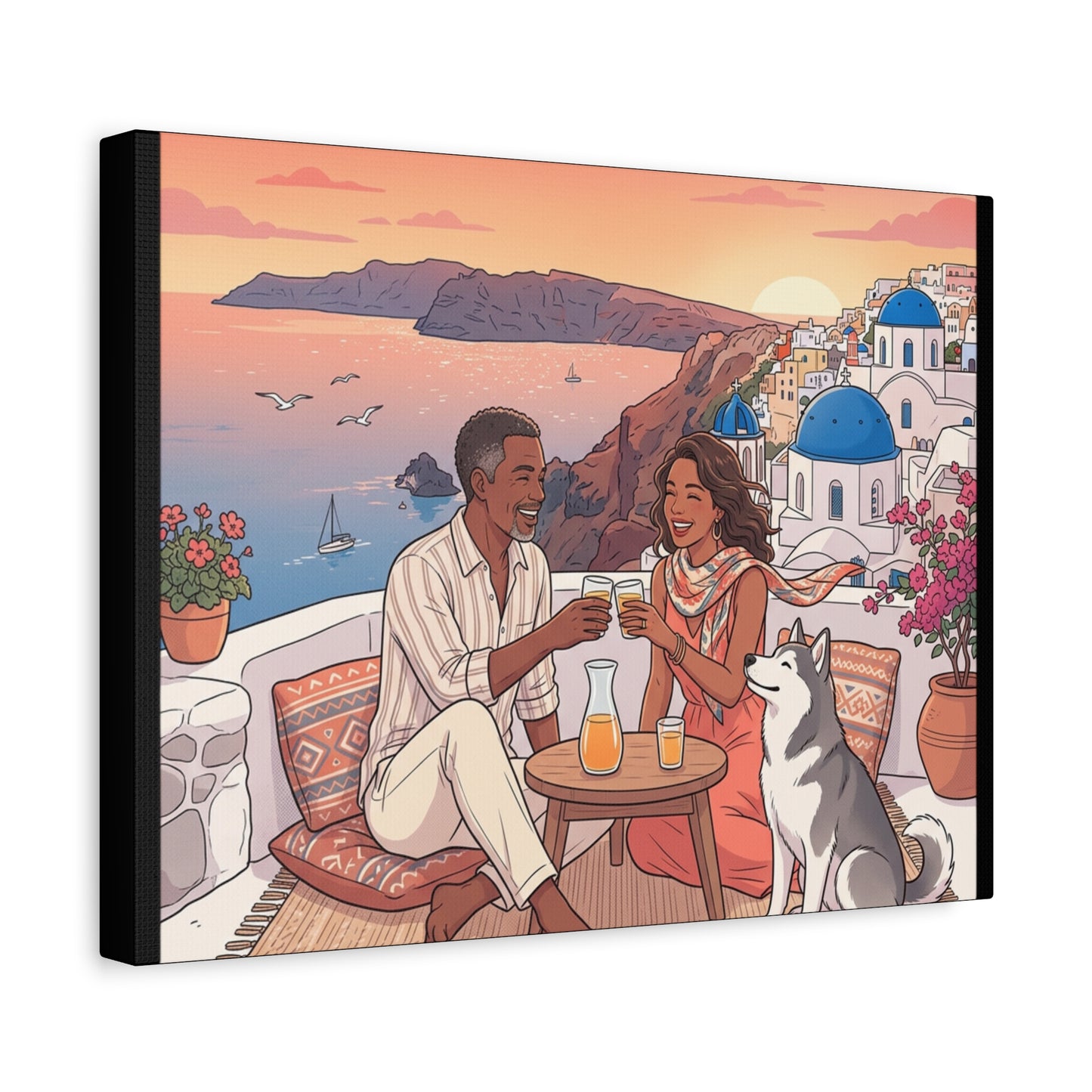 Santorini, Greece – “Sunset Serenade - Matte Canvas, Stretched, 1.25"