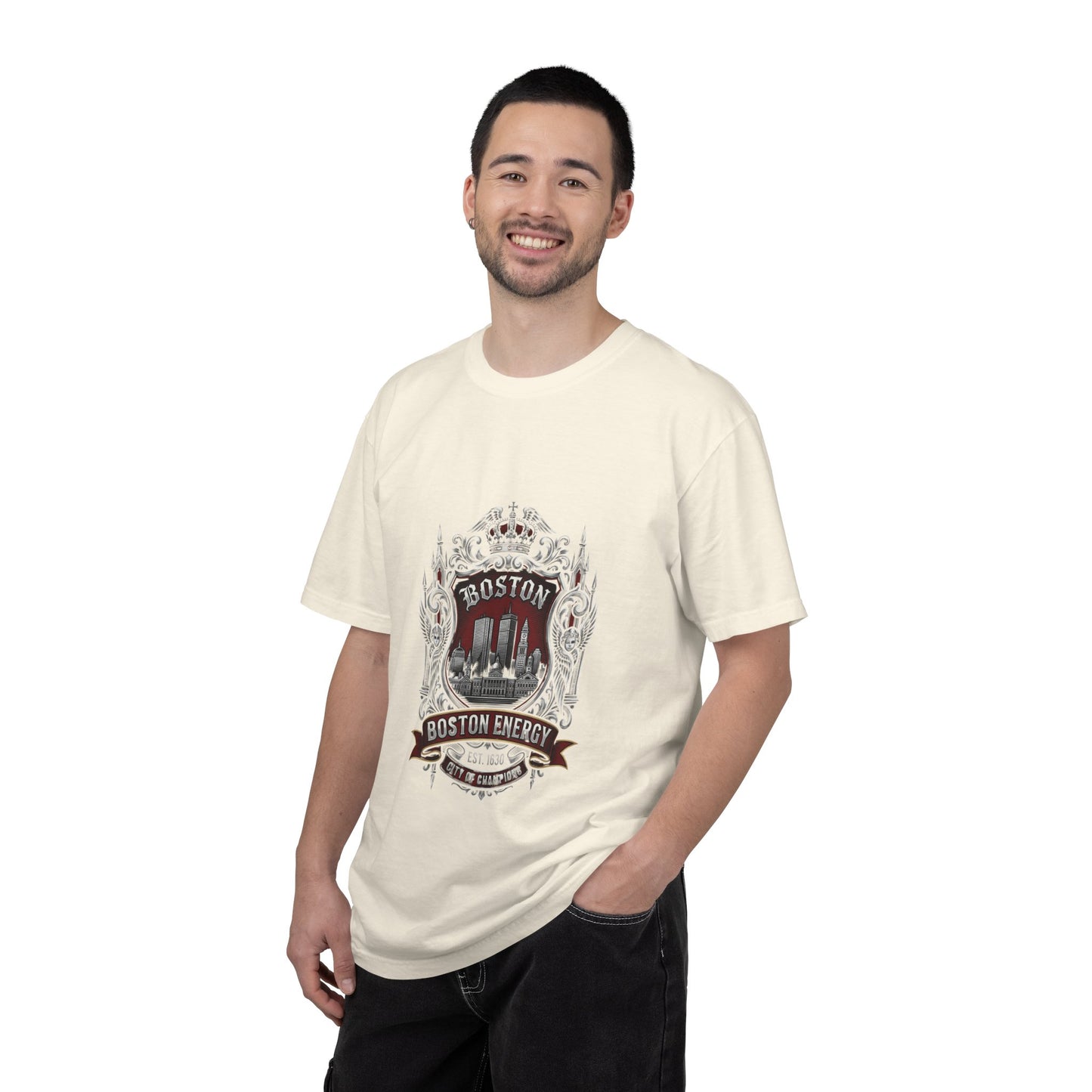 Boston Energy Vintage Crest T-Shirt — Retro City Skyline Tee